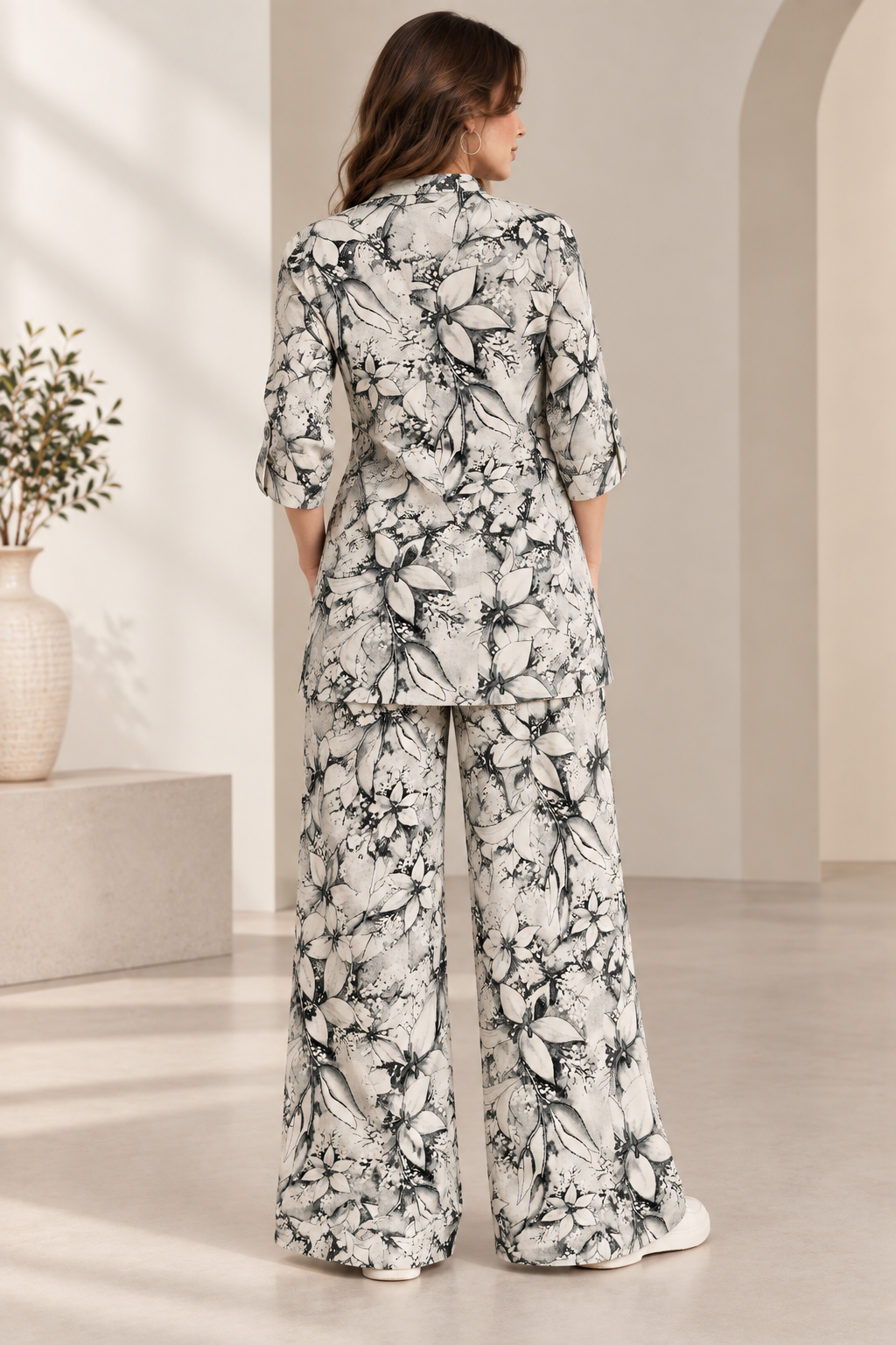 Chic Botanical Print Co-Ord Set for Women –  27282