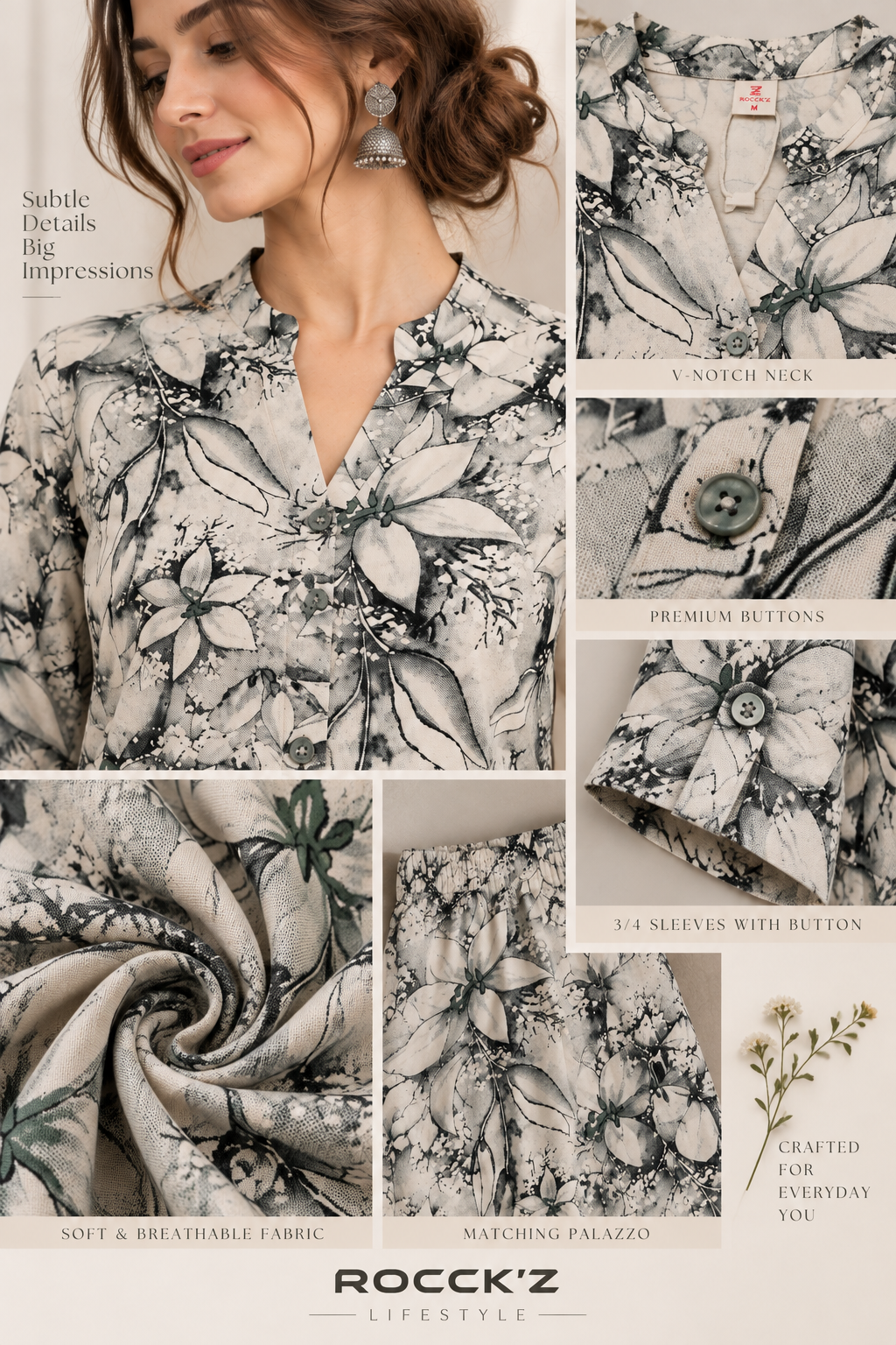 Chic Botanical Print Co-Ord Set for Women –  27282