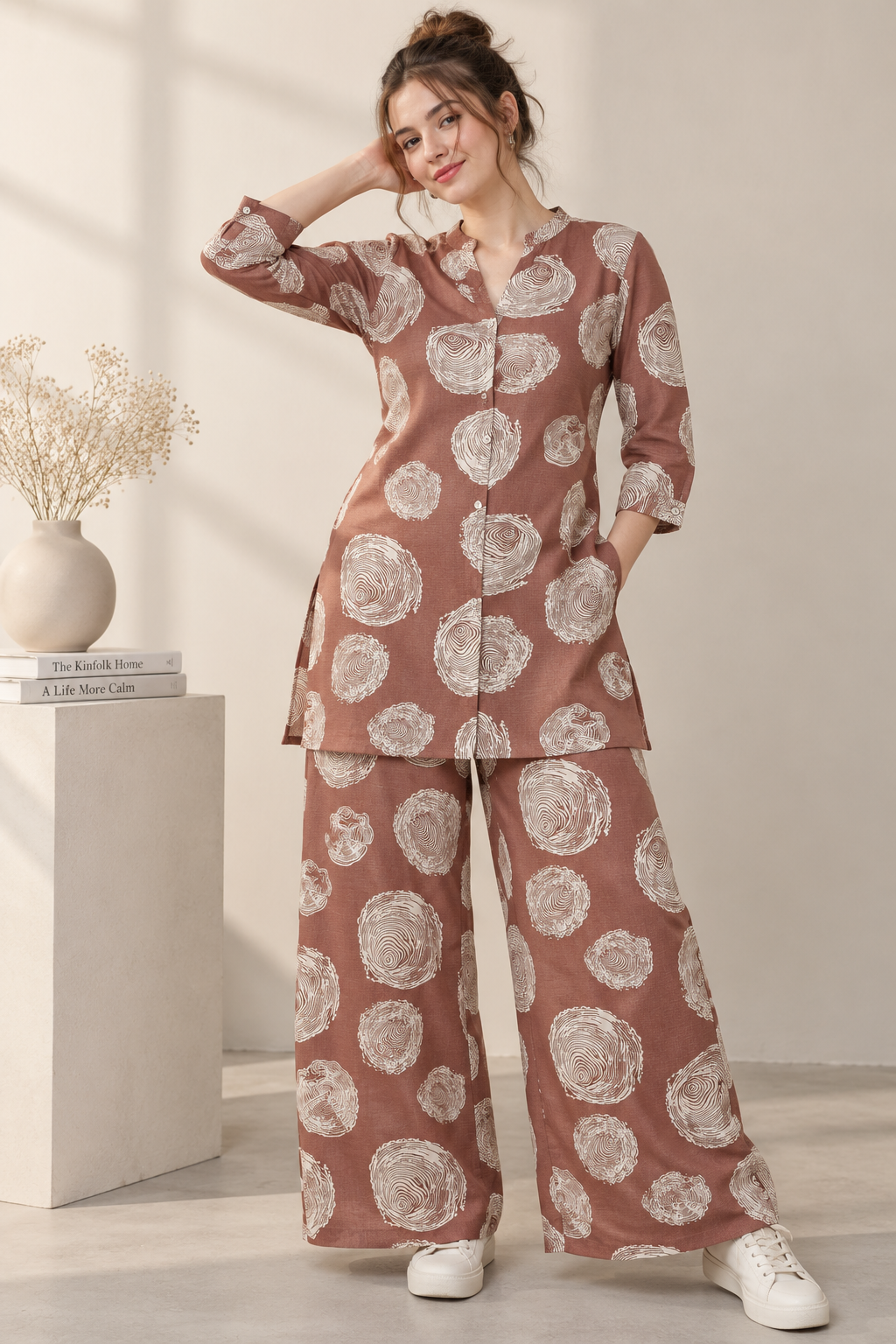 Rocck'z Stylish Abstract Wood-Grain Print Co-Ord set – 27248