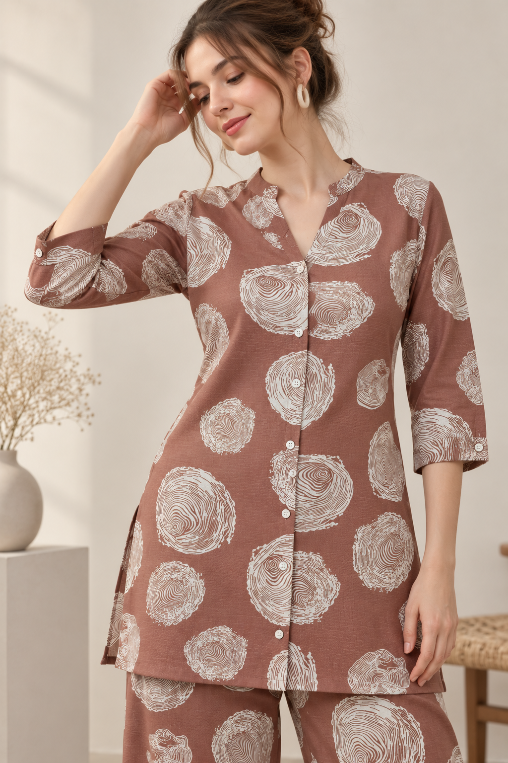 Rocck'z Stylish Abstract Wood-Grain Print Co-Ord set – 27248