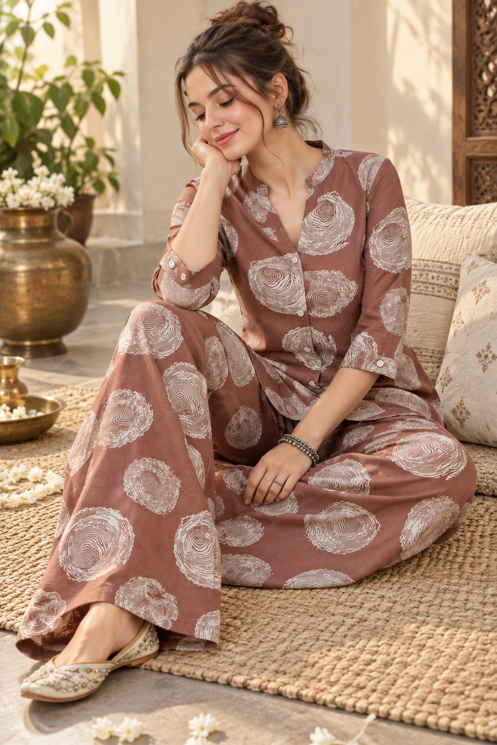 Rocck'z Stylish Abstract Wood-Grain Print Co-Ord set – 27248