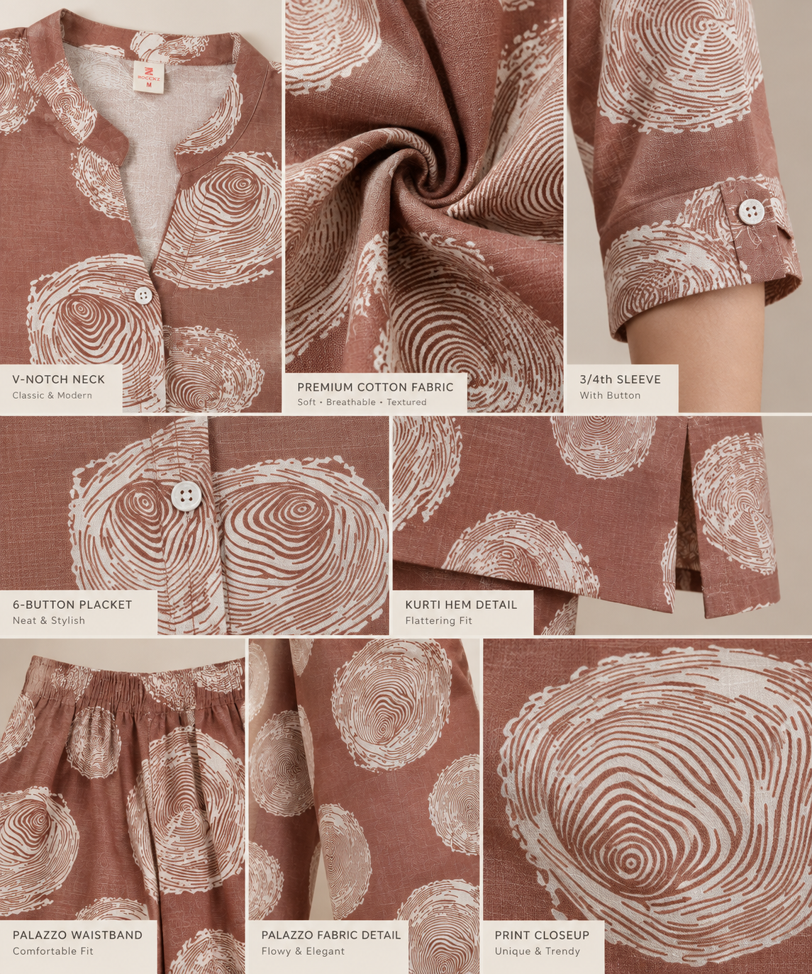 Rocck'z Stylish Abstract Wood-Grain Print Co-Ord set – 27248