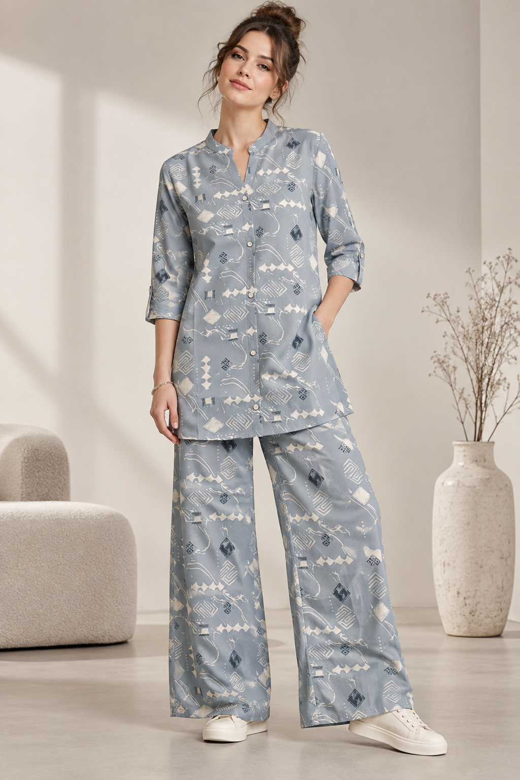 Rocck'z Women’s Geometric Printed Co-Ord Set - 27280