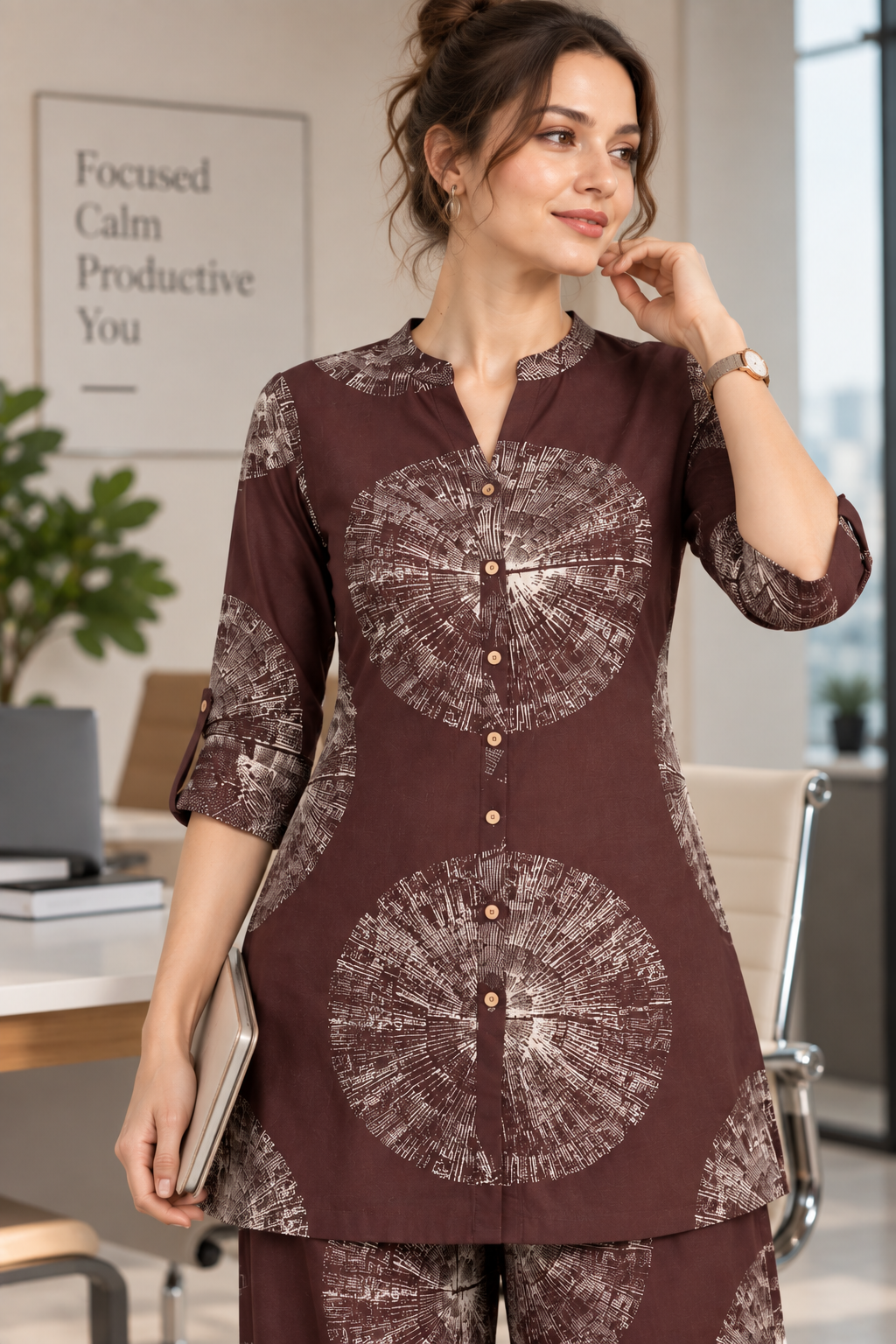 Rocck'z Women’s Abstract Circular Print Casual Co-Ord Set - 27249