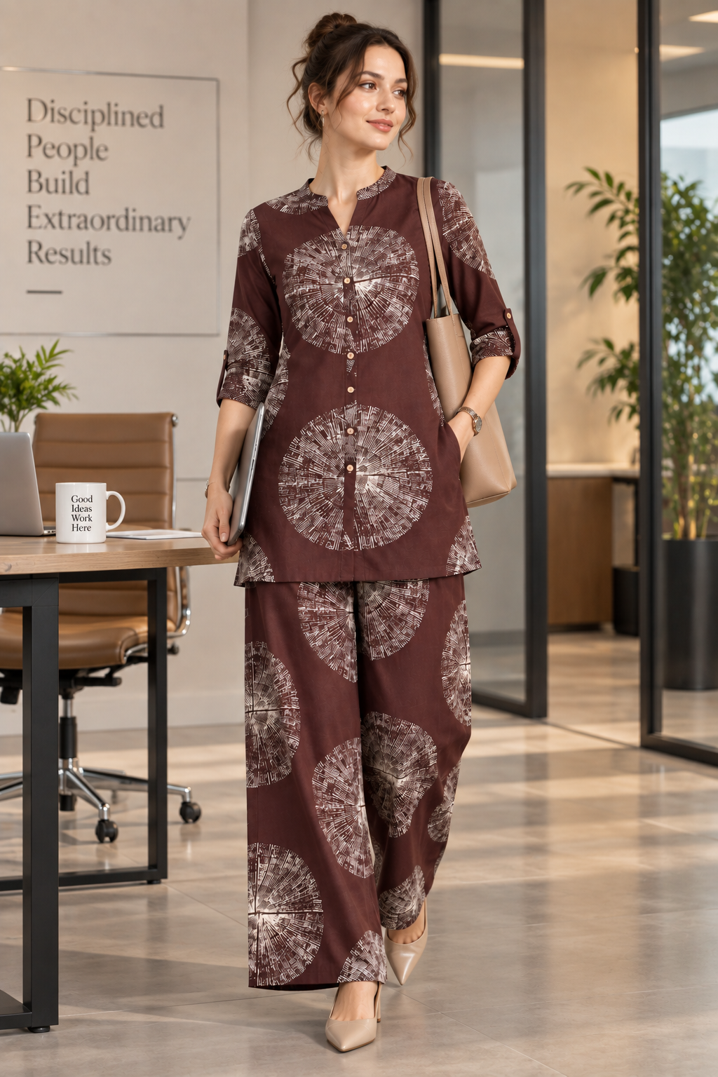 Rocck'z Women’s Abstract Circular Print Casual Co-Ord Set - 27249