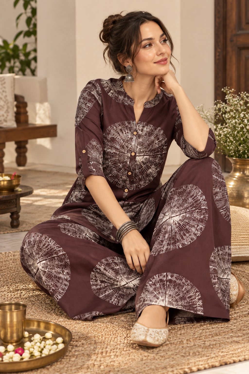 Rocck'z Women’s Abstract Circular Print Casual Co-Ord Set - 27249