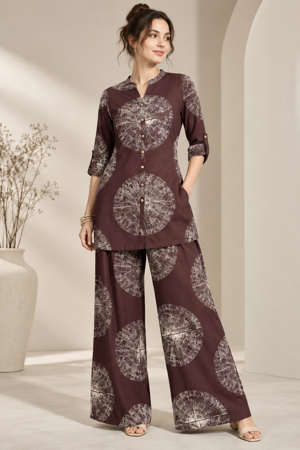 Rocck'z Women’s Abstract Circular Print Casual Co-Ord Set - 27249