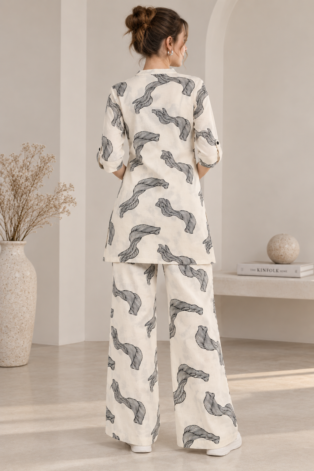 Rocck'z Chic Cream & Black Swirl Print Co-Ord Set for Women – Casual Matching Set - 27245