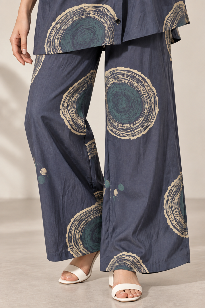 Rocck'z Slate Blue & Beige Sunburst Print Co-Ord Set for Women