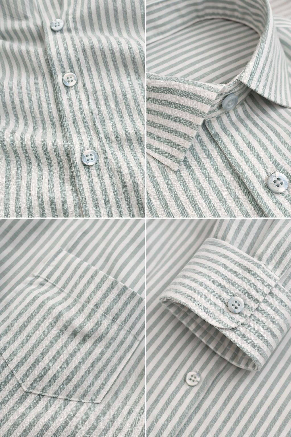 Men's Green & White Striped Premium Cotton Shirt - 26318