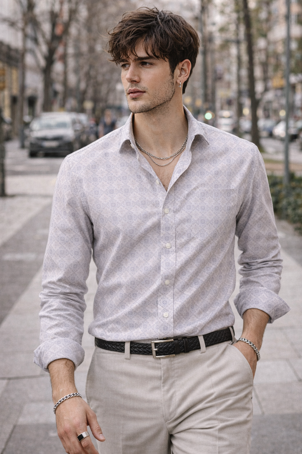 Men’s Printed Formal Shirt | Premium Cotton Blend | Full Sleeves