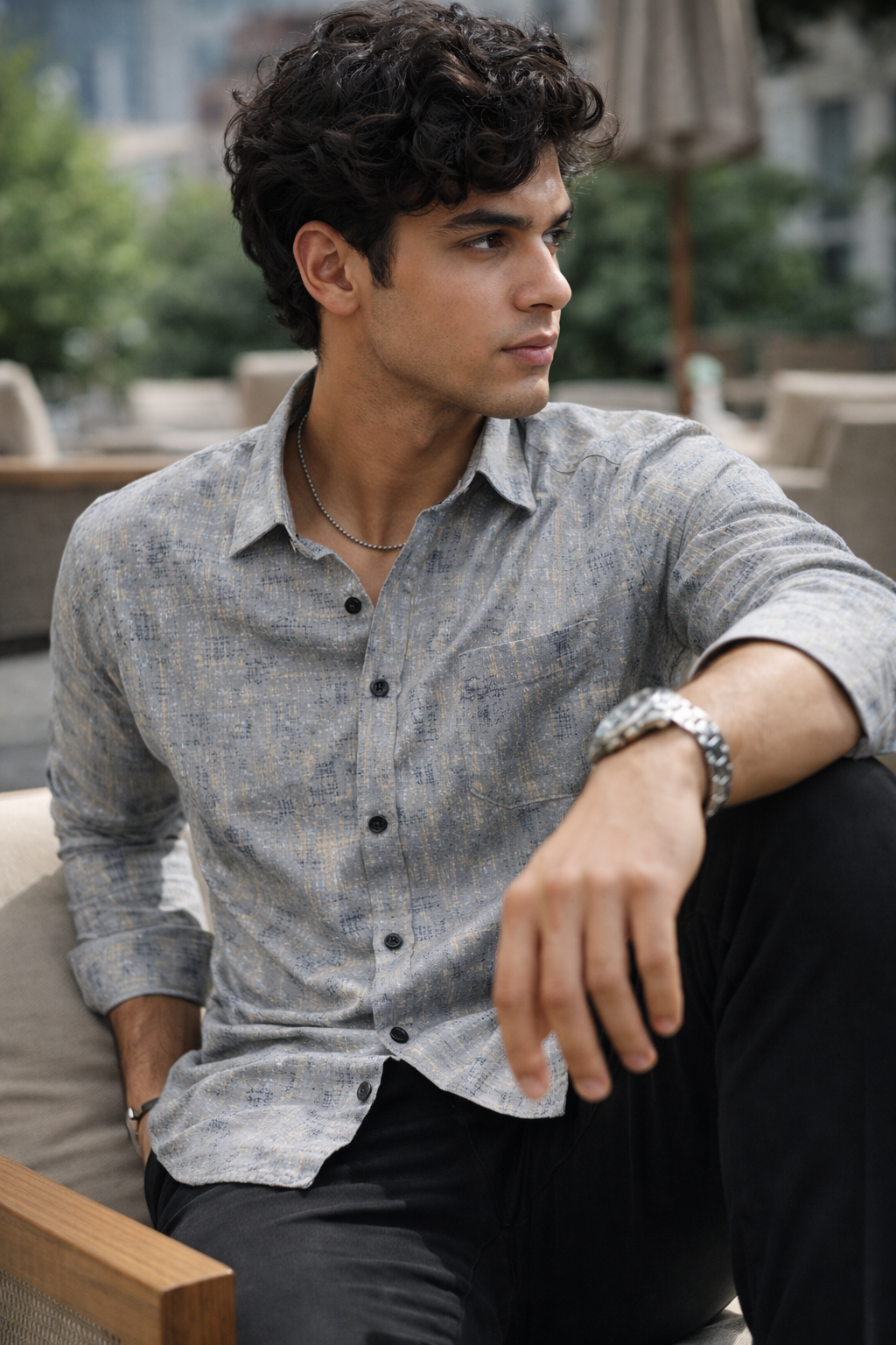 Men’s Premium Textured Printed Formal Shirt - 25597