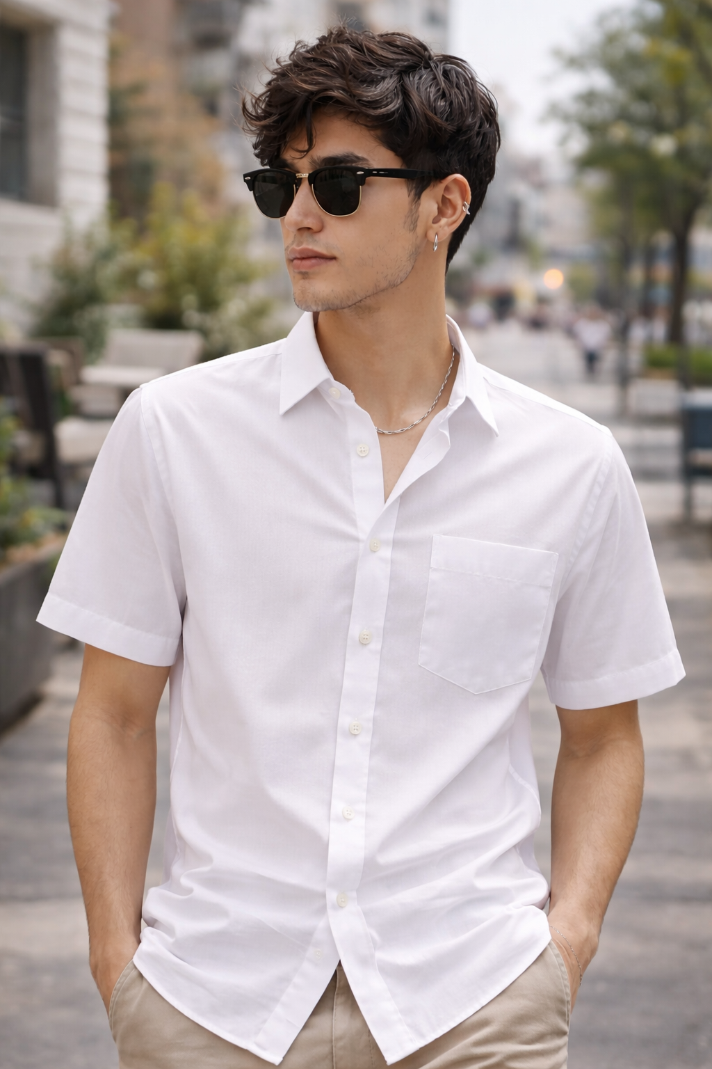 Men's Classic Off-White Formal Shirt - 13