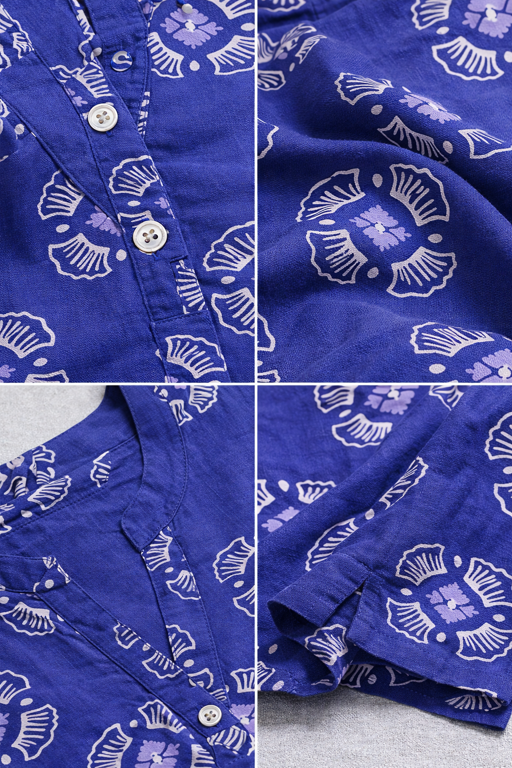 Women’s Indigo Blue Printed Cotton Kurti - 26008