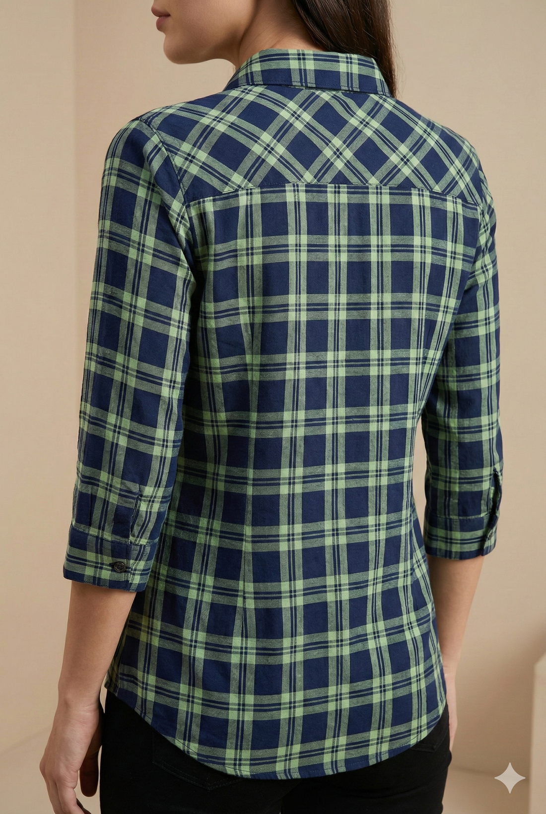 Navy & Light-Green Checkered Casual Shirt – 25275