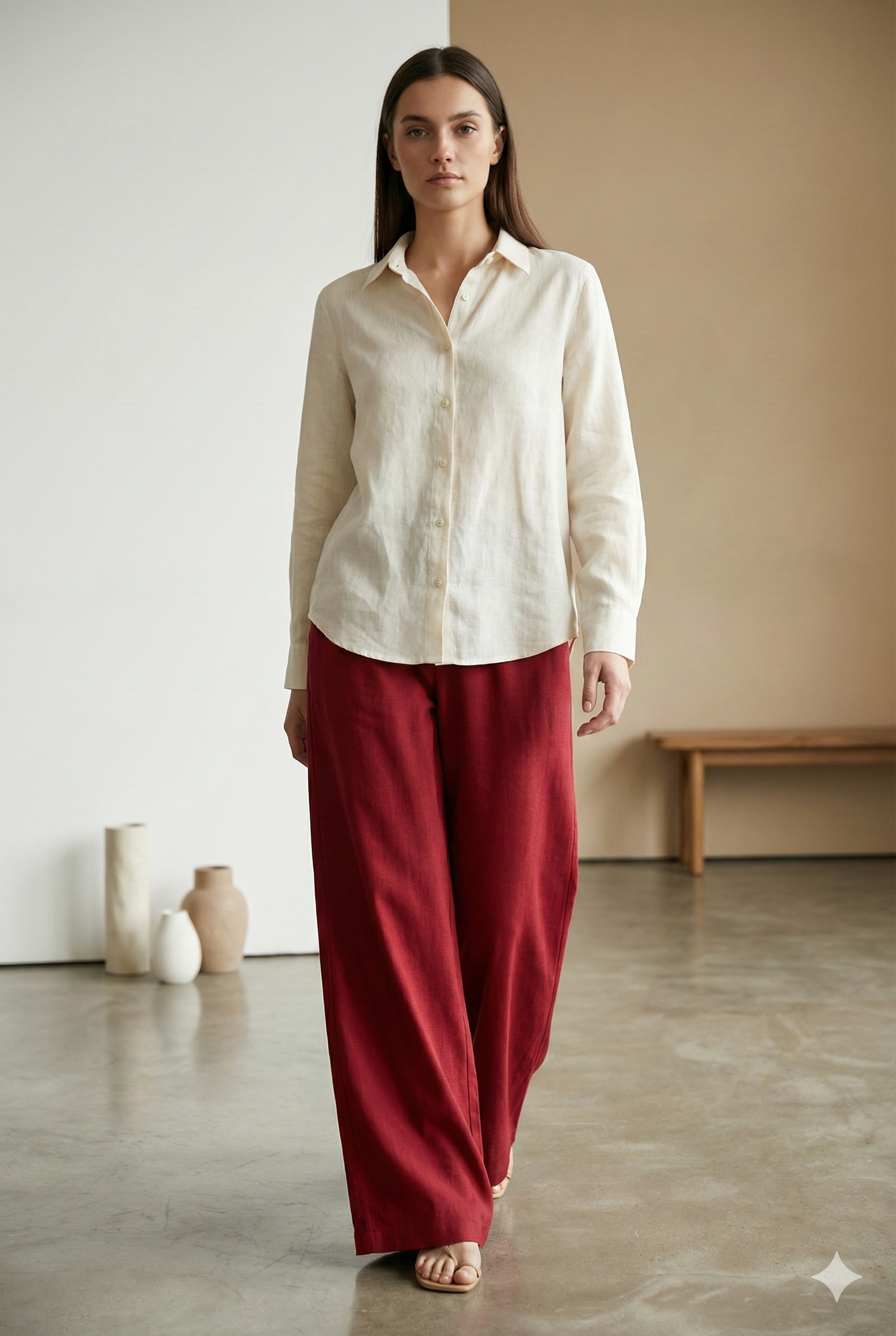 Maroon Solid Cotton Rayon Palazzo - 26270