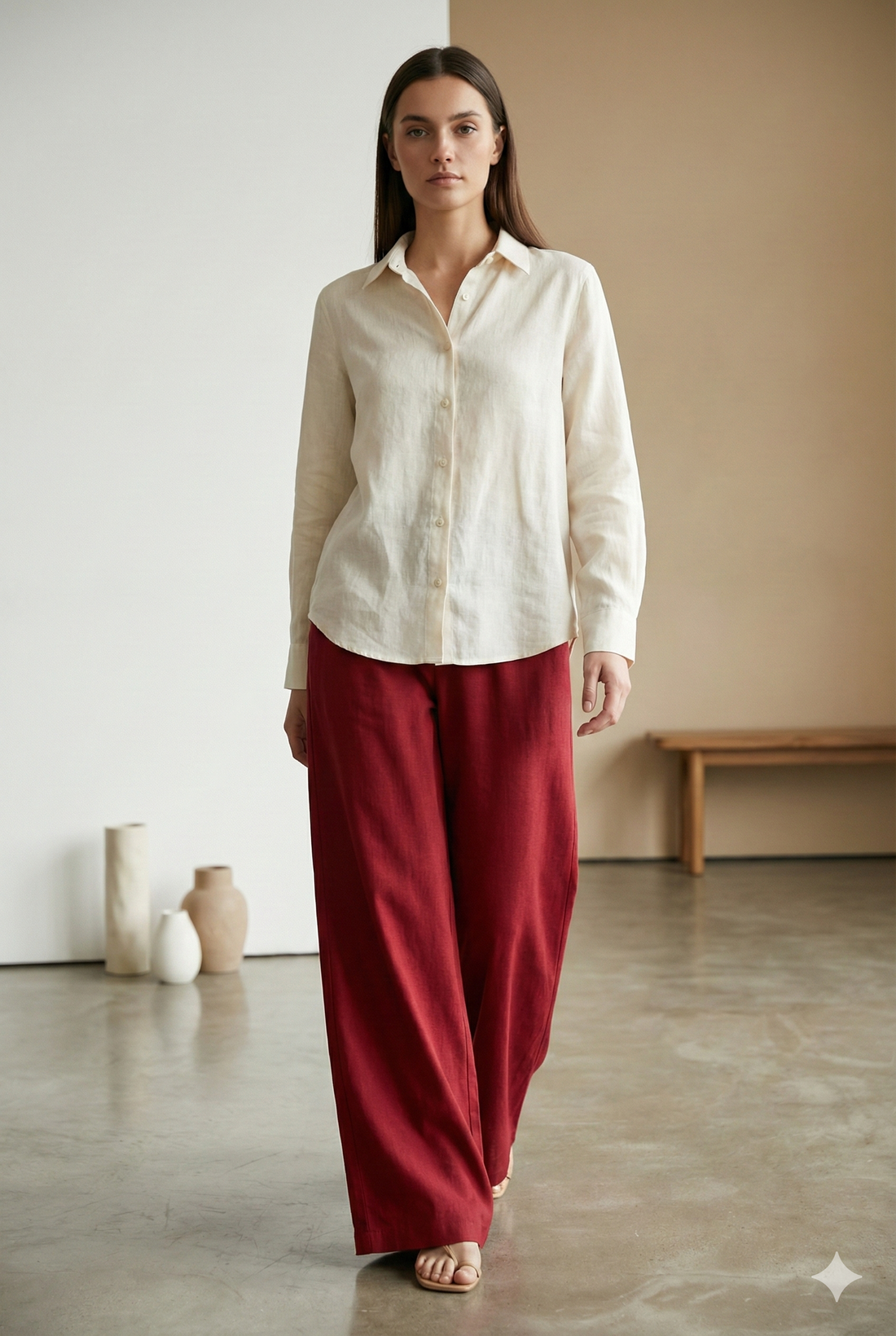 Maroon Solid Cotton Rayon Palazzo - 26270