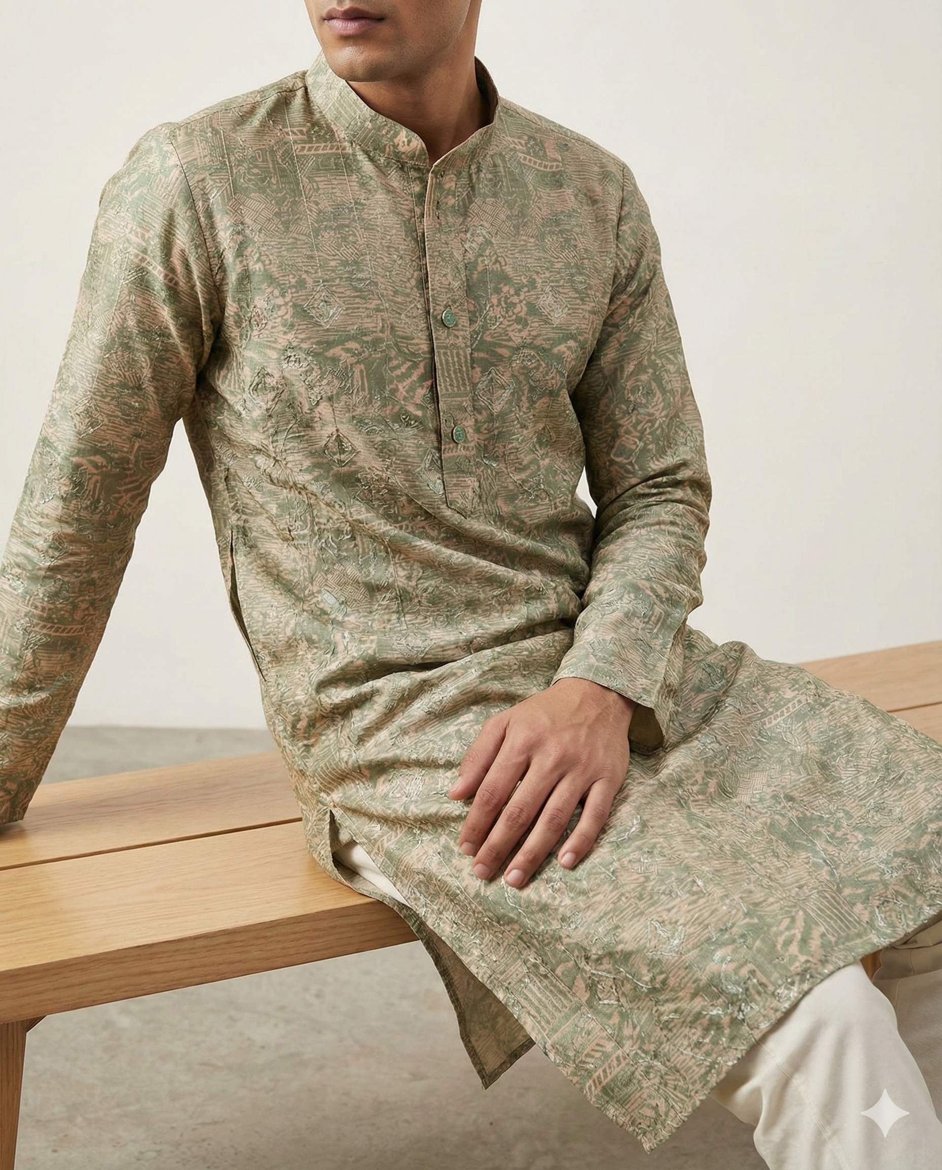 Elegant Textured Jacquard Kurta with Subtle Sequin Kurta Pajama - 26402