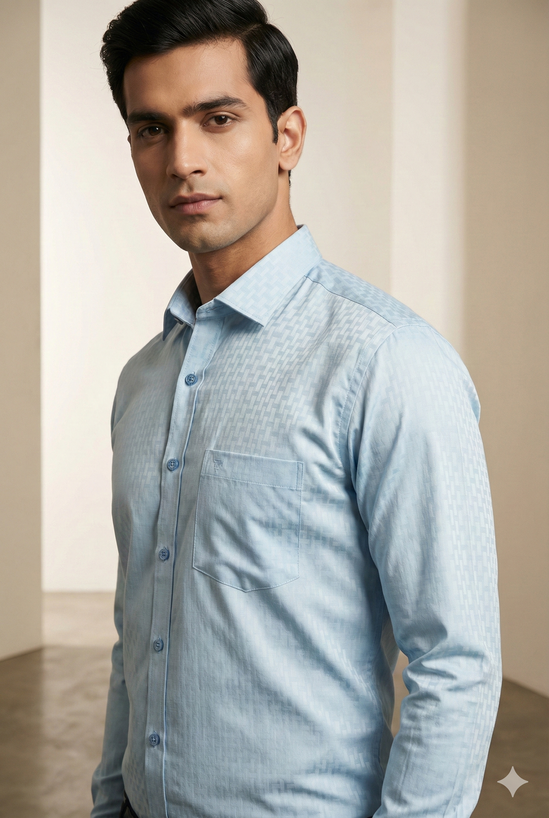 Men’s Premium Satin Textured Formal Shirt – Ice Blue - 26470