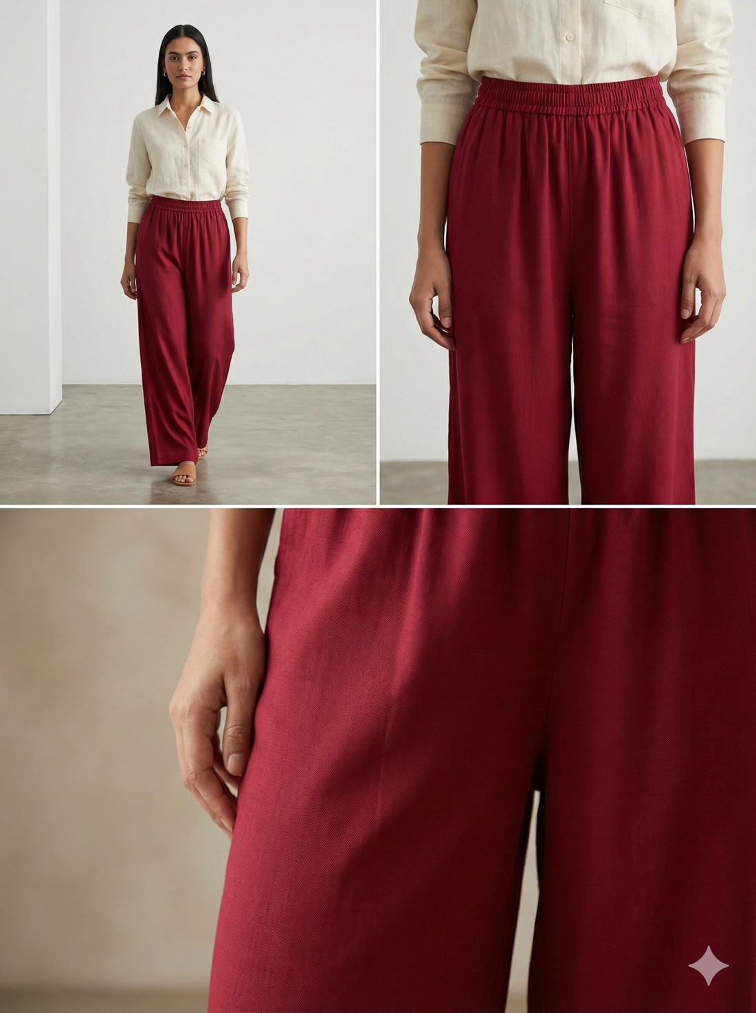 Maroon Solid Cotton Rayon Palazzo - 26270