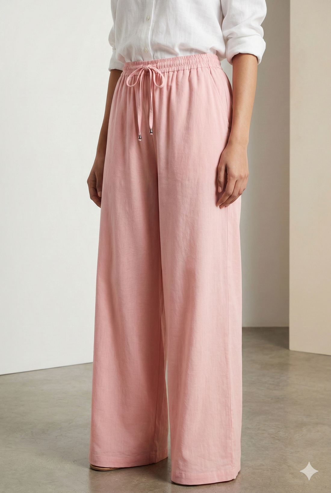Peach Solid Cotton Palazzo - 26274