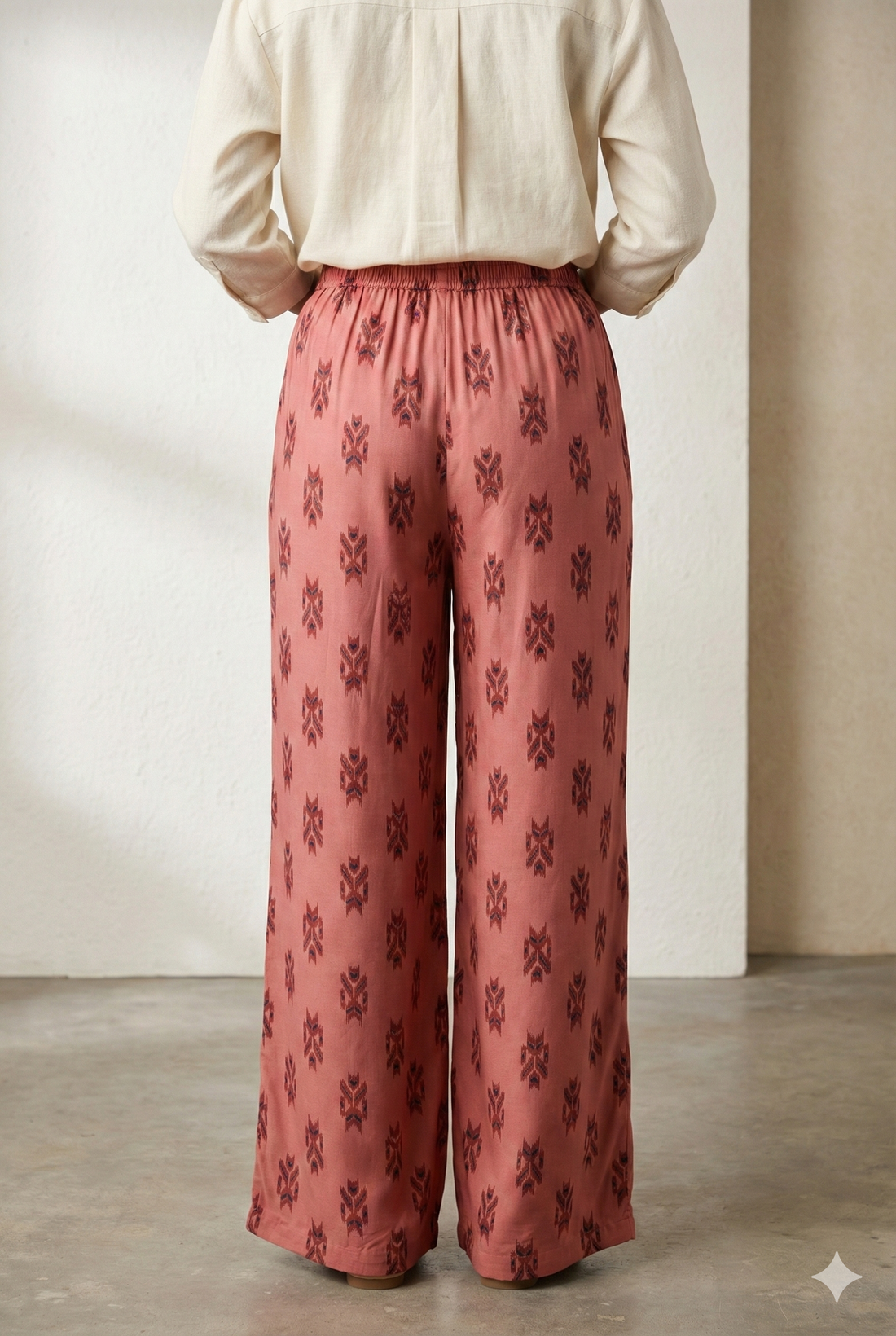 Rust Pink Ethnic Printed Cotton Palazzo - 26357
