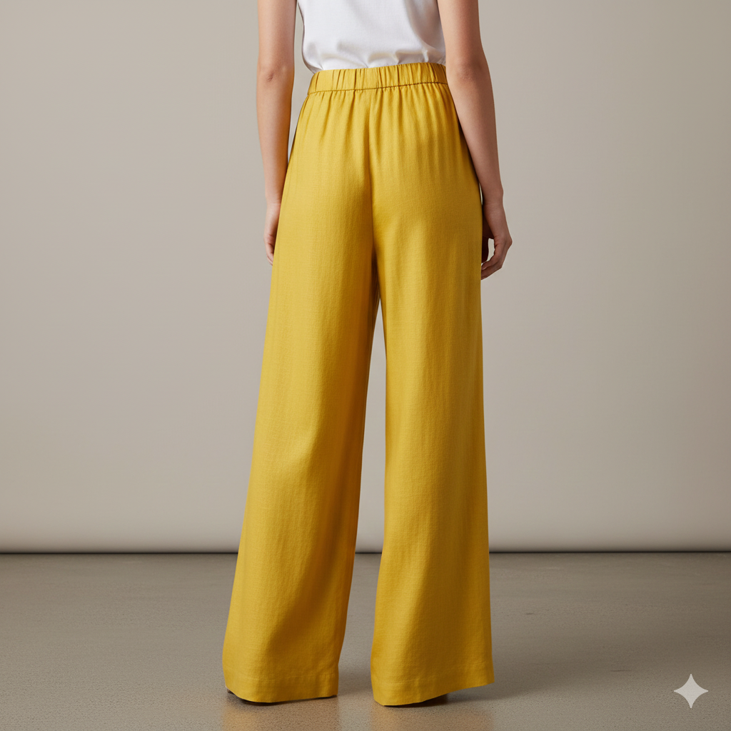 Mustard Yellow Solid Cotton Rayon Palazzo - 26280
