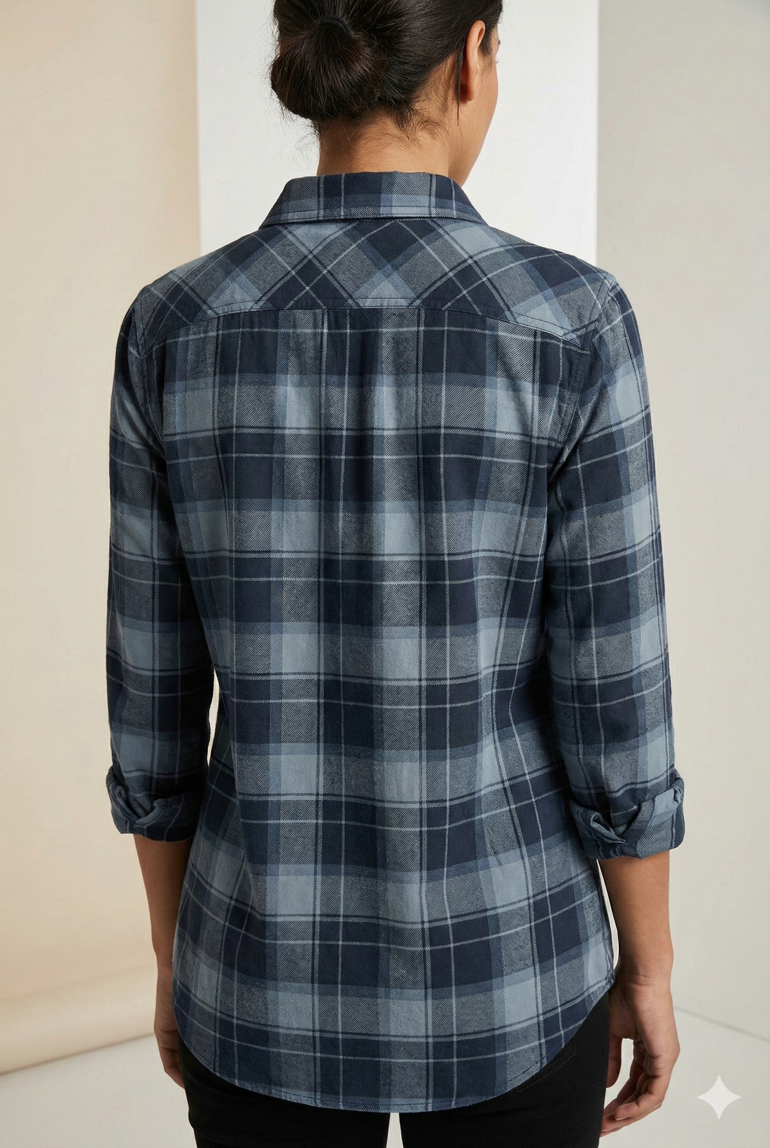 Women’s Navy & Grey Checkered Casual Shirt – 24306