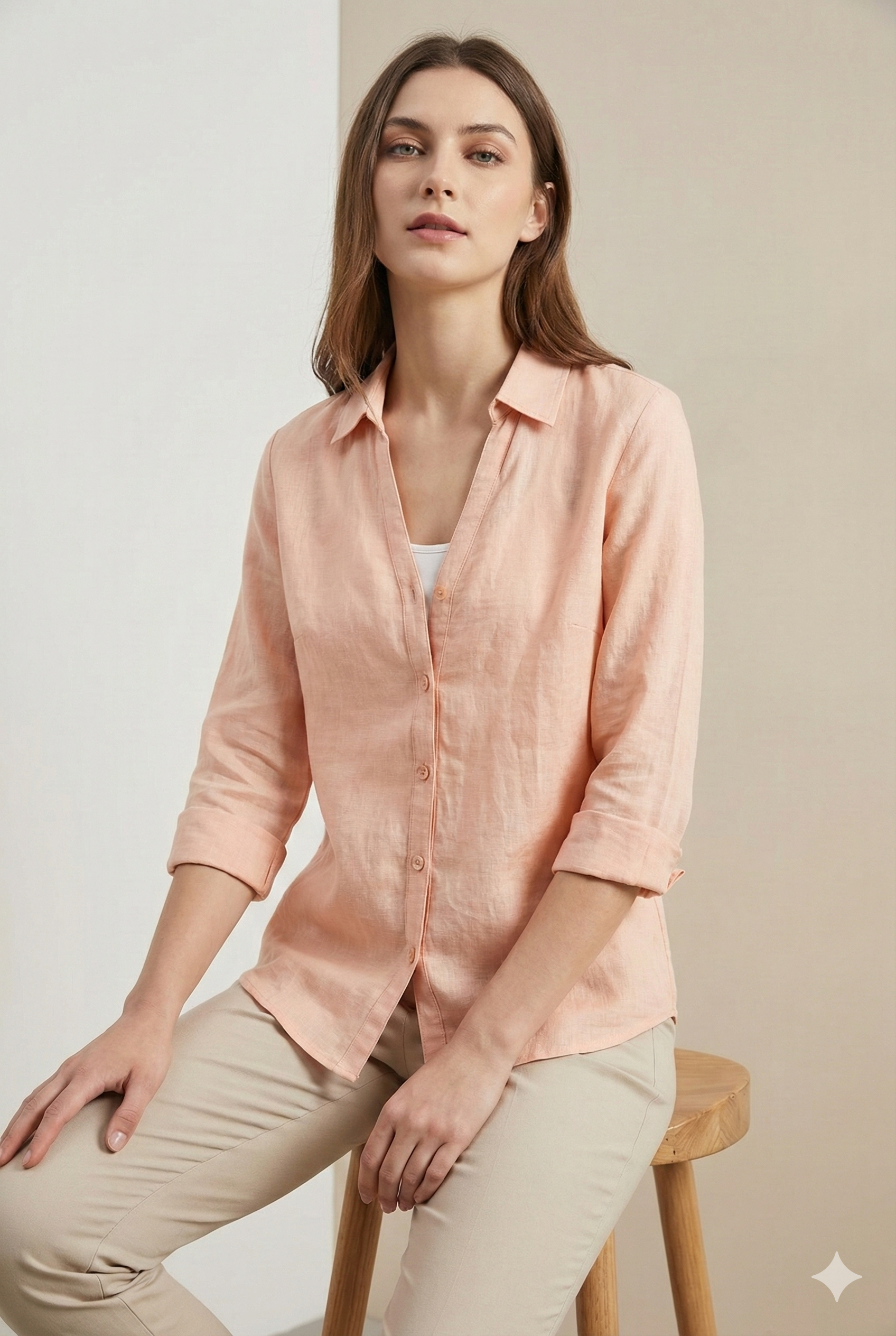 Soft Peach Women’s Formal Shirt - 25330