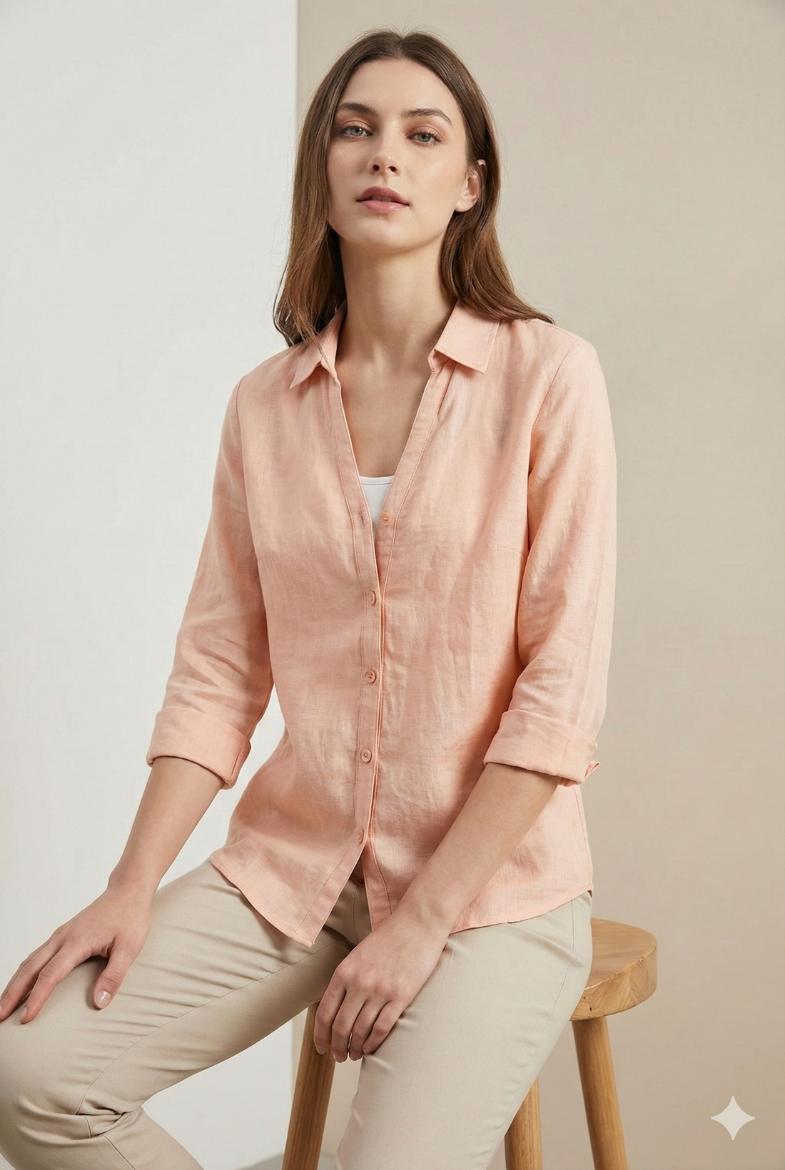 Soft Peach Women’s Formal Shirt - 25330