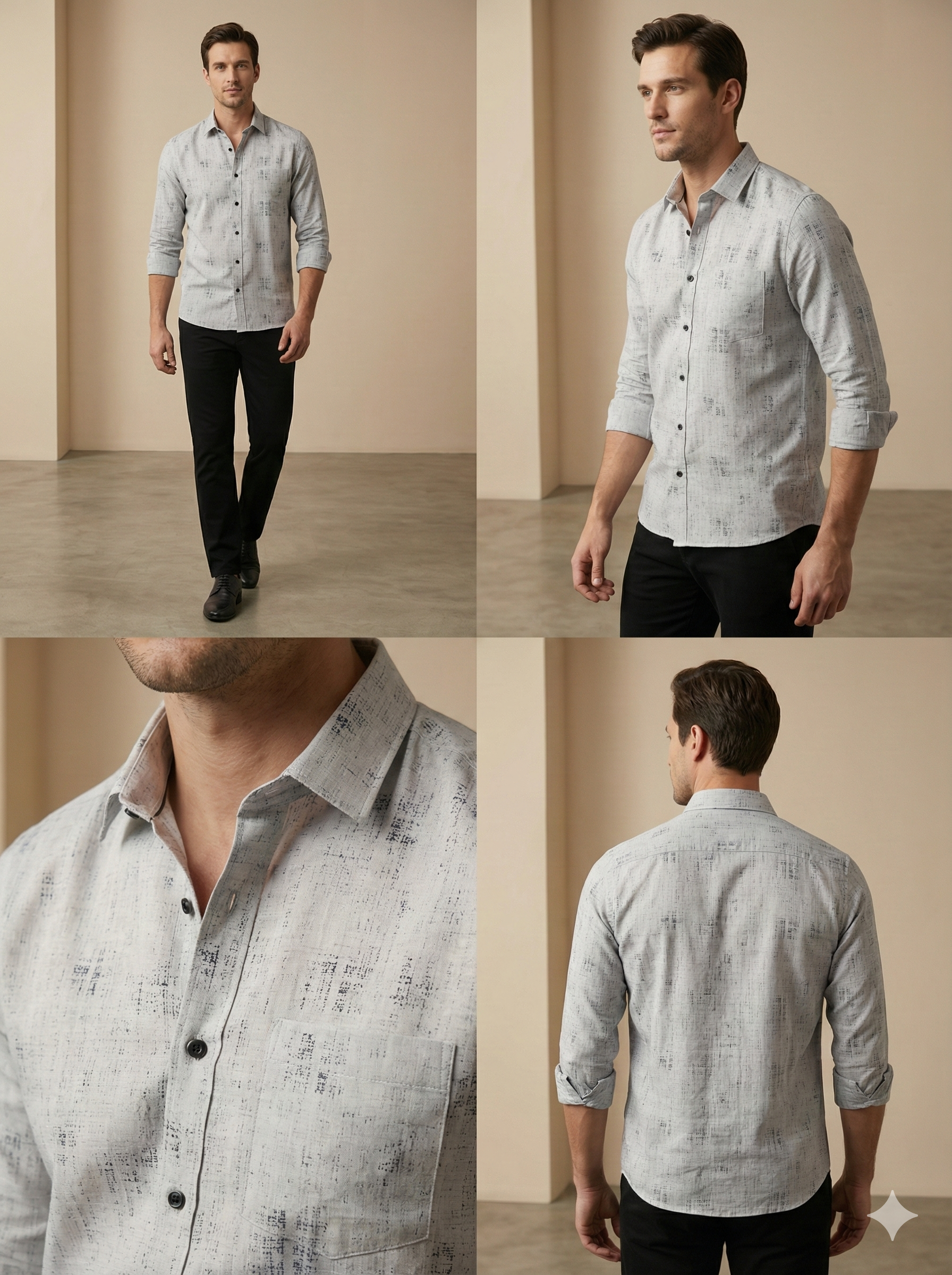 Men’s Textured Printed Casual Shirt  -  25596