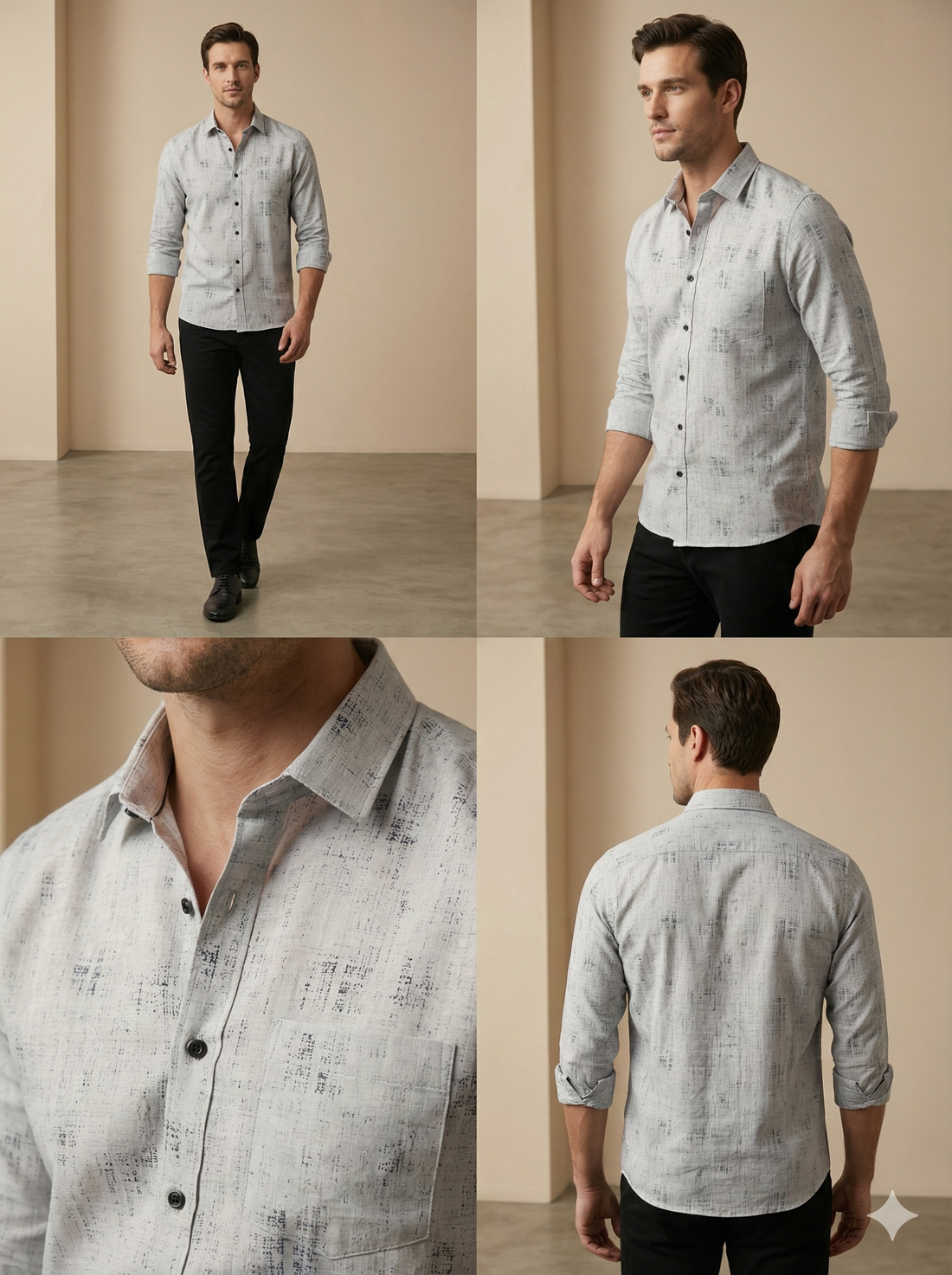 Men’s Textured Printed Casual Shirt  -  25596
