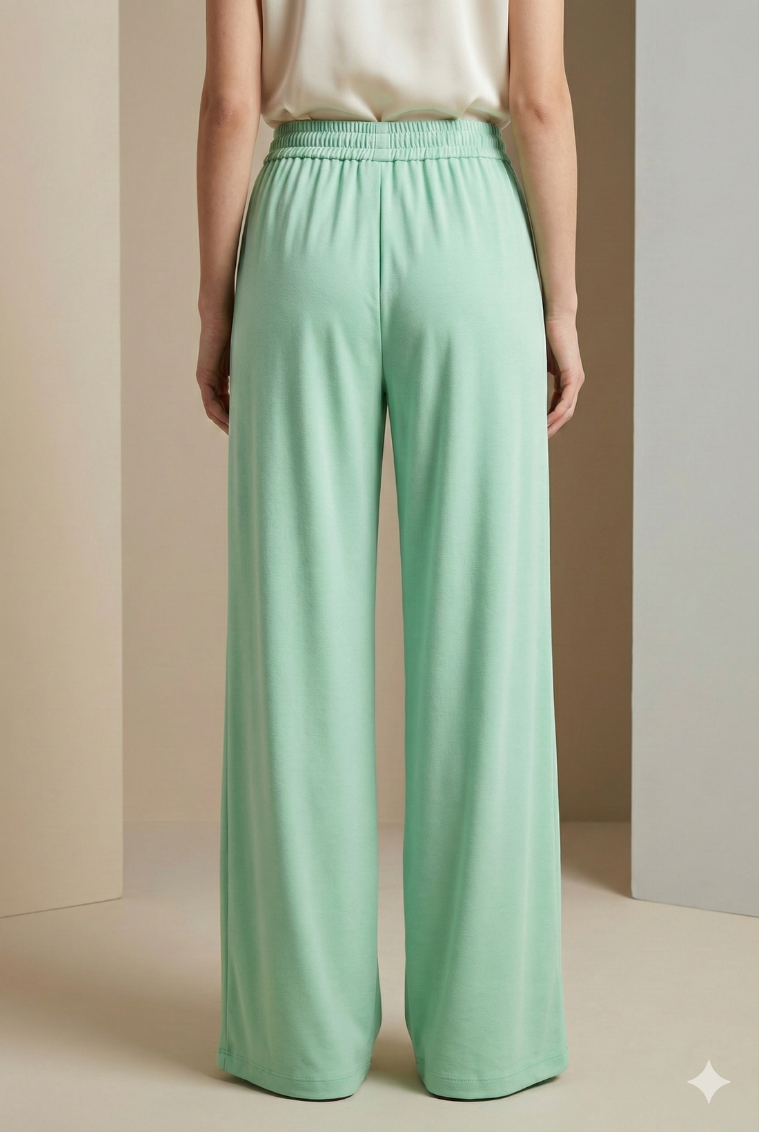 Mint Green Solid Cotton Palazzo - 26279