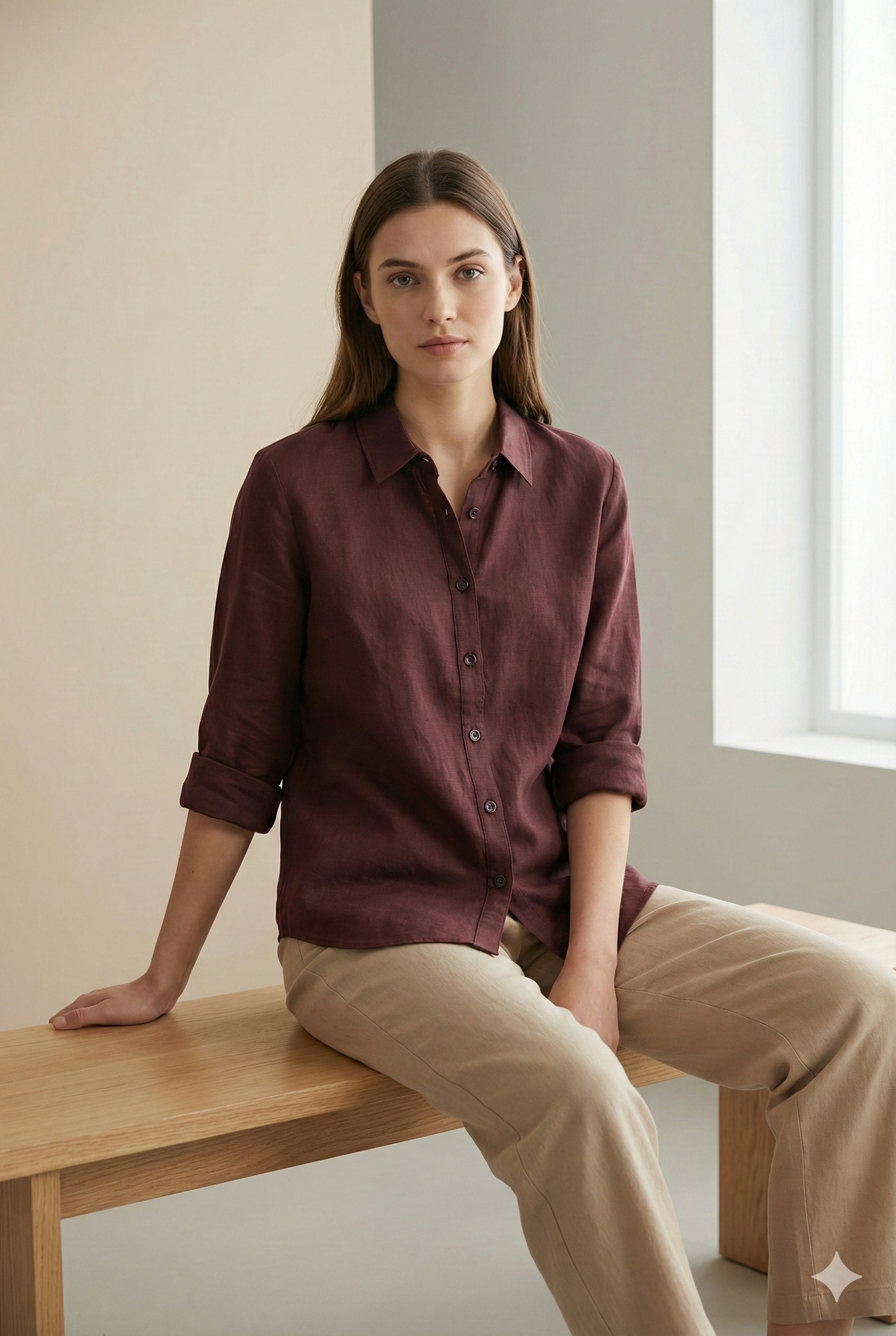 Women’s Solid Coffee Brown Classic Shirt | Elegant Everyday Wear - 25461
