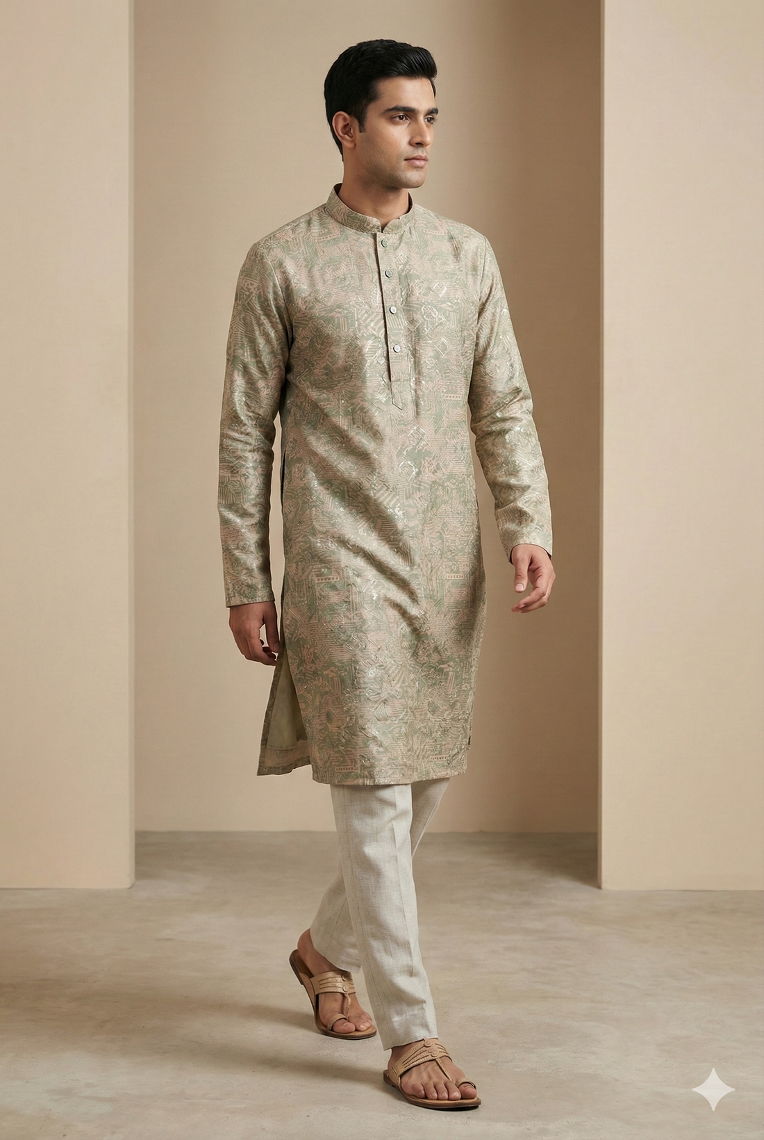 Elegant Textured Jacquard Kurta with Subtle Sequin Kurta Pajama - 26402