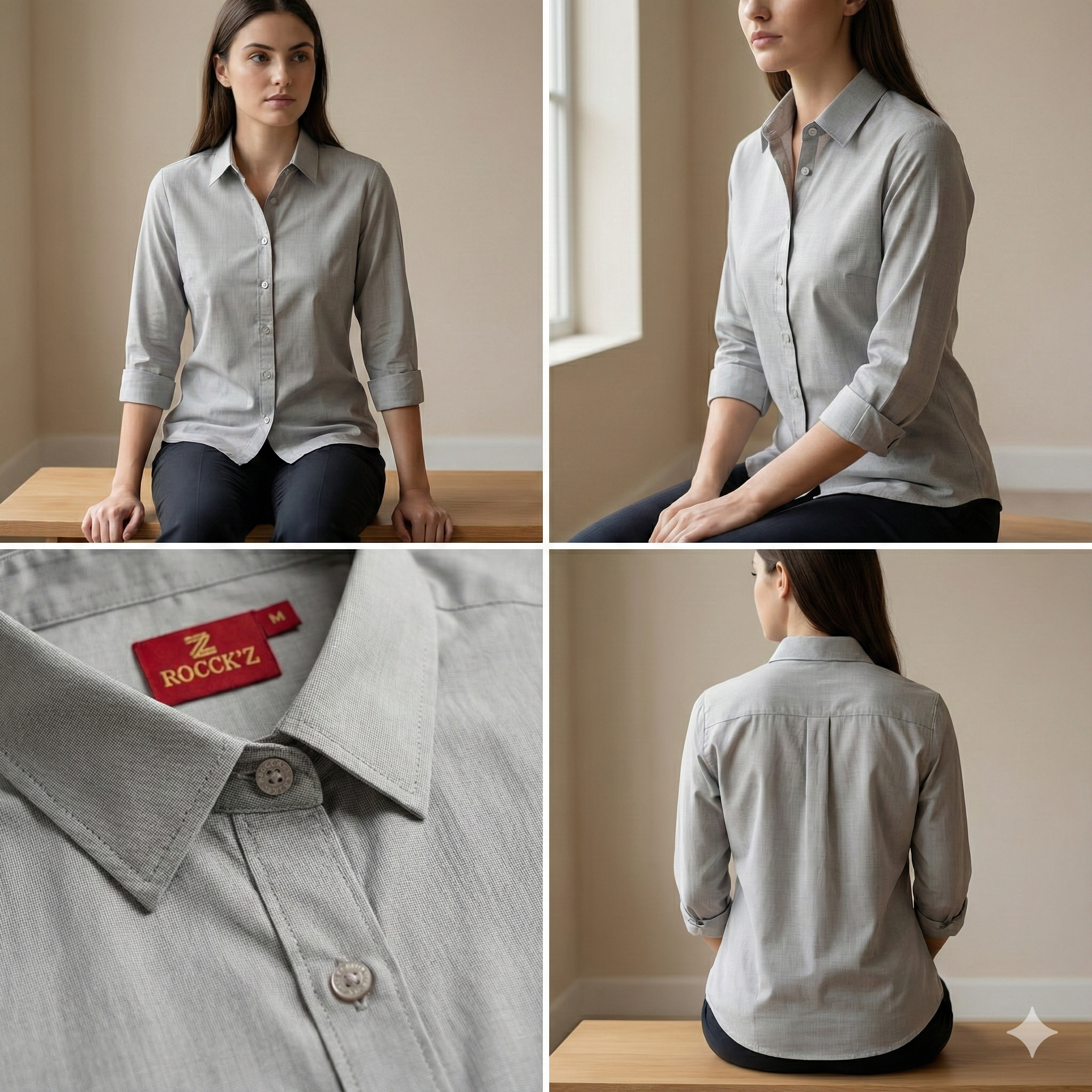 Elegant Dove Grey Women’s Formal Shirt - 25517
