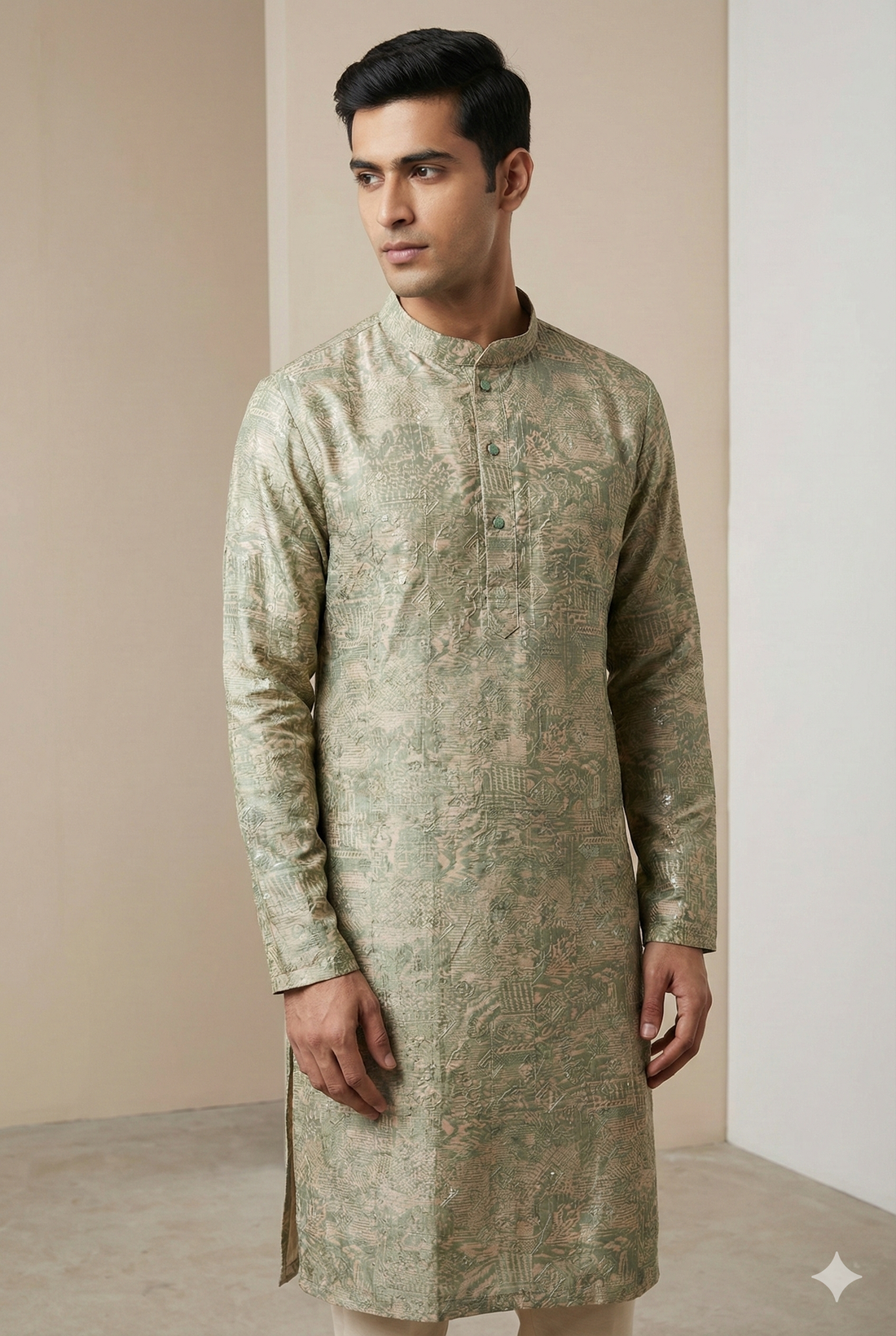 Elegant Textured Jacquard Kurta with Subtle Sequin Kurta Pajama - 26402