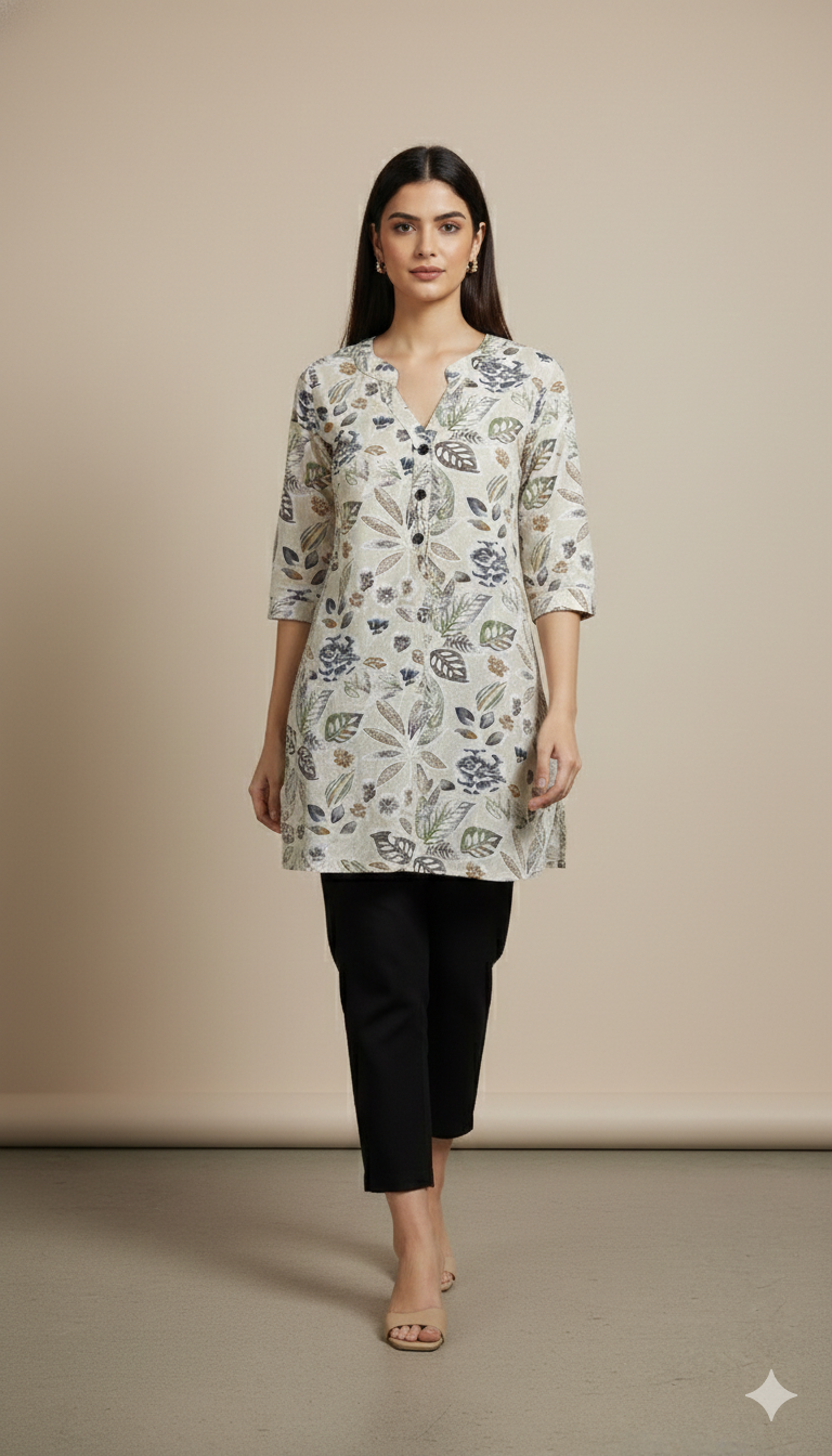 Women’s Floral Printed Short Kurti - 26201