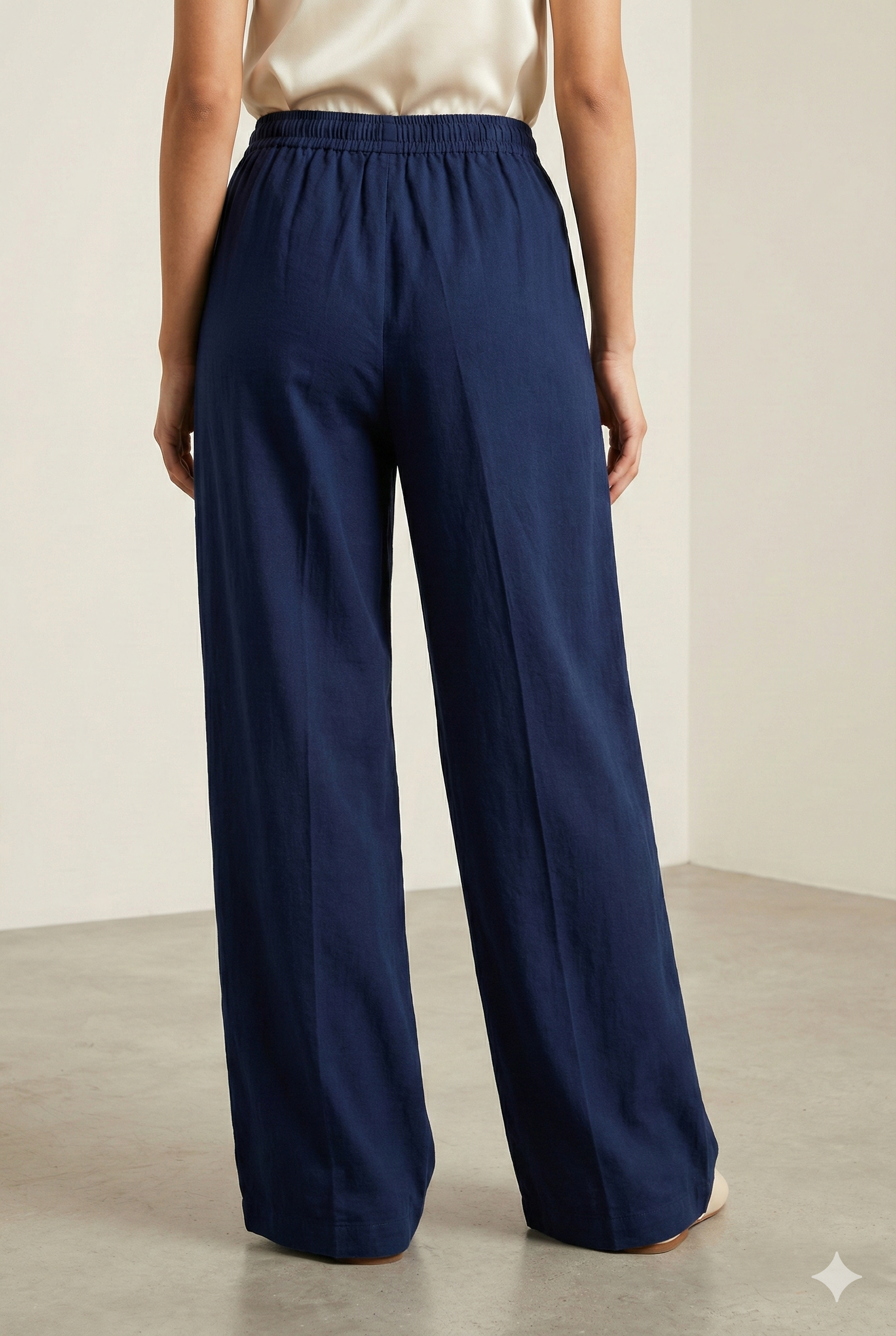 Women’s Solid Navy Blue Relaxed-Fit Palazzo - 26276