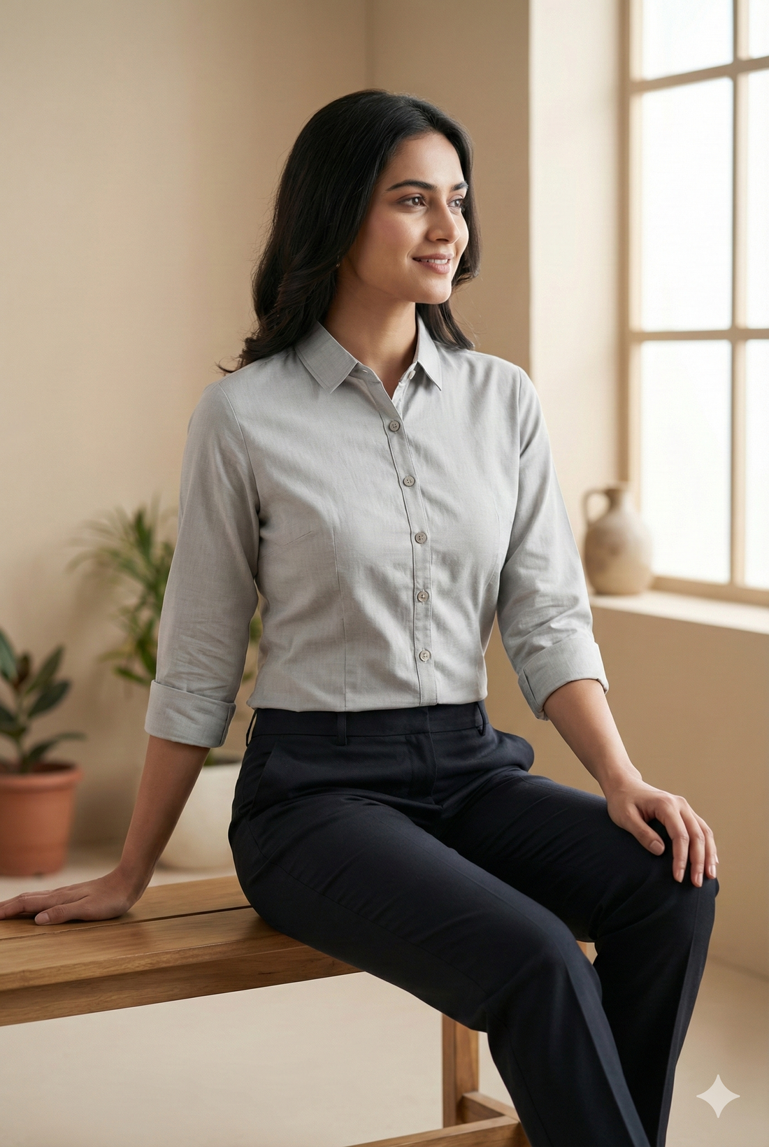 Elegant Dove Grey Women’s Formal Shirt - 25517