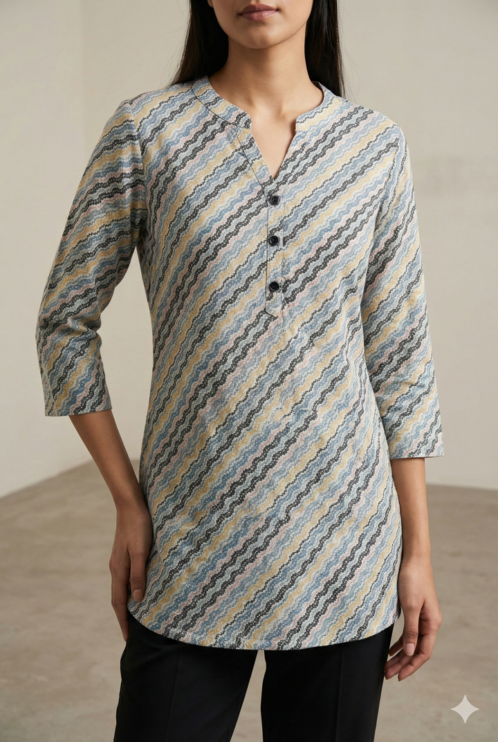 Women’s Zigzag Printed Kurti - 25246