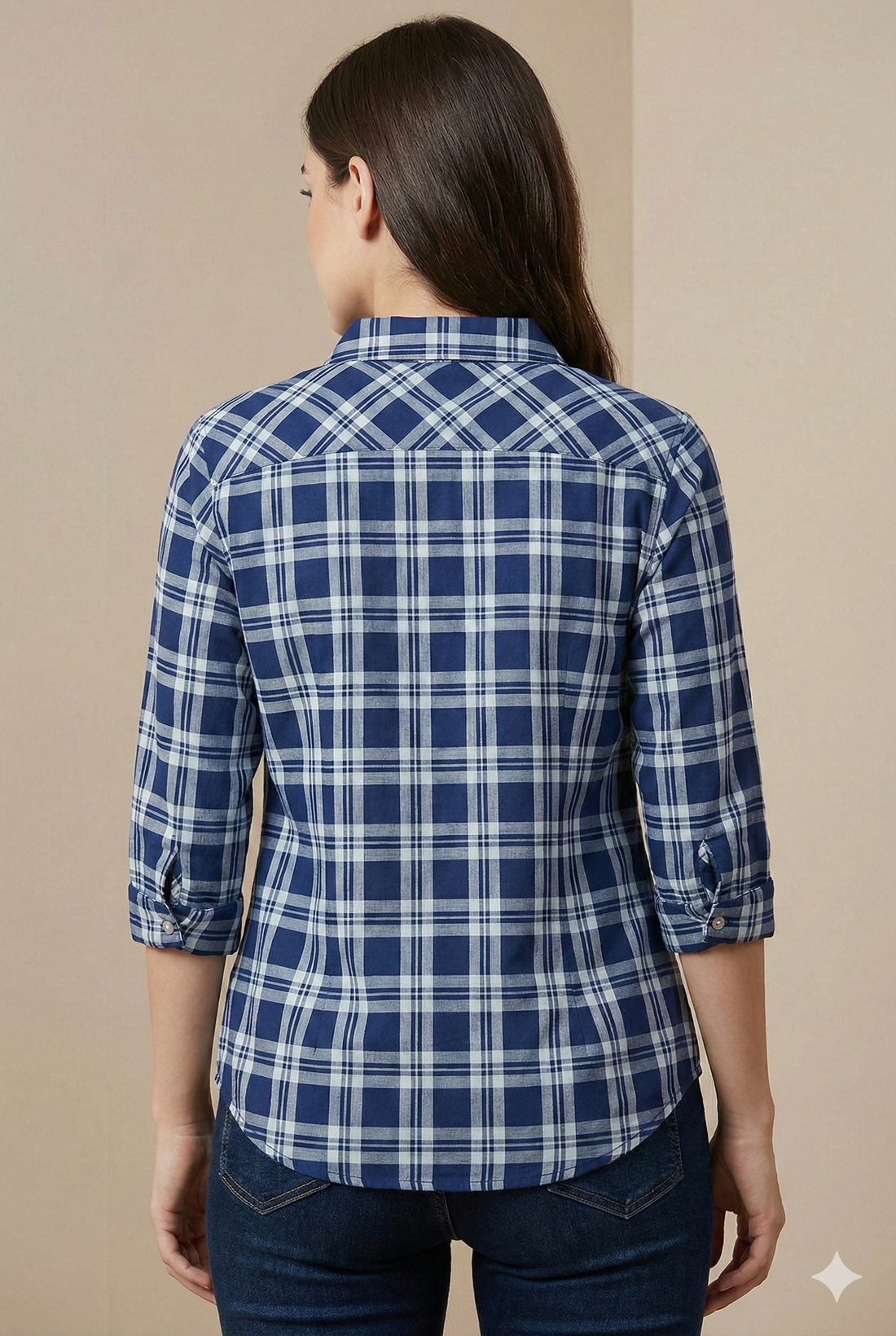 Navy blue Checkered Casual Shirt - 25276