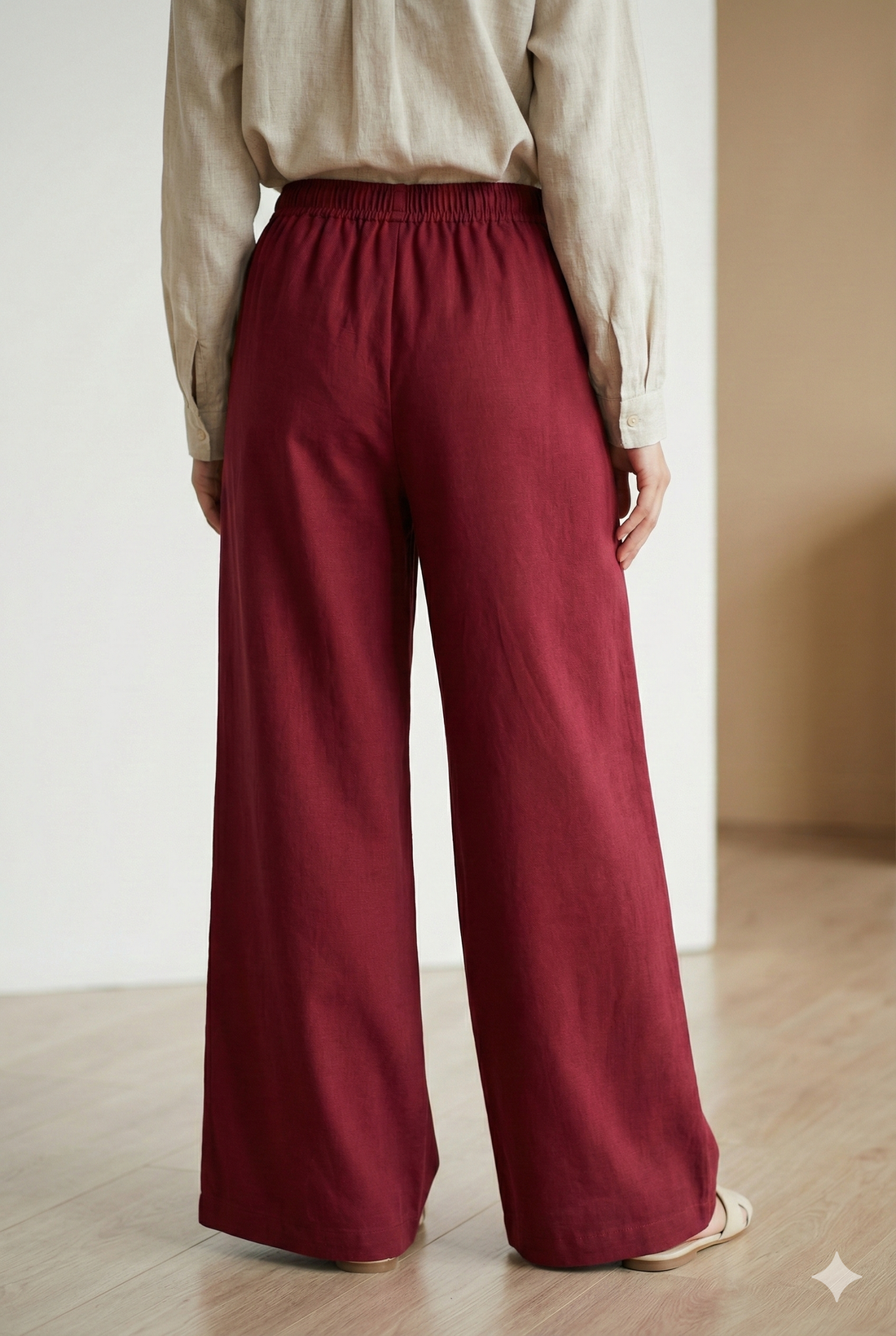 Maroon Solid Cotton Rayon Palazzo - 26270