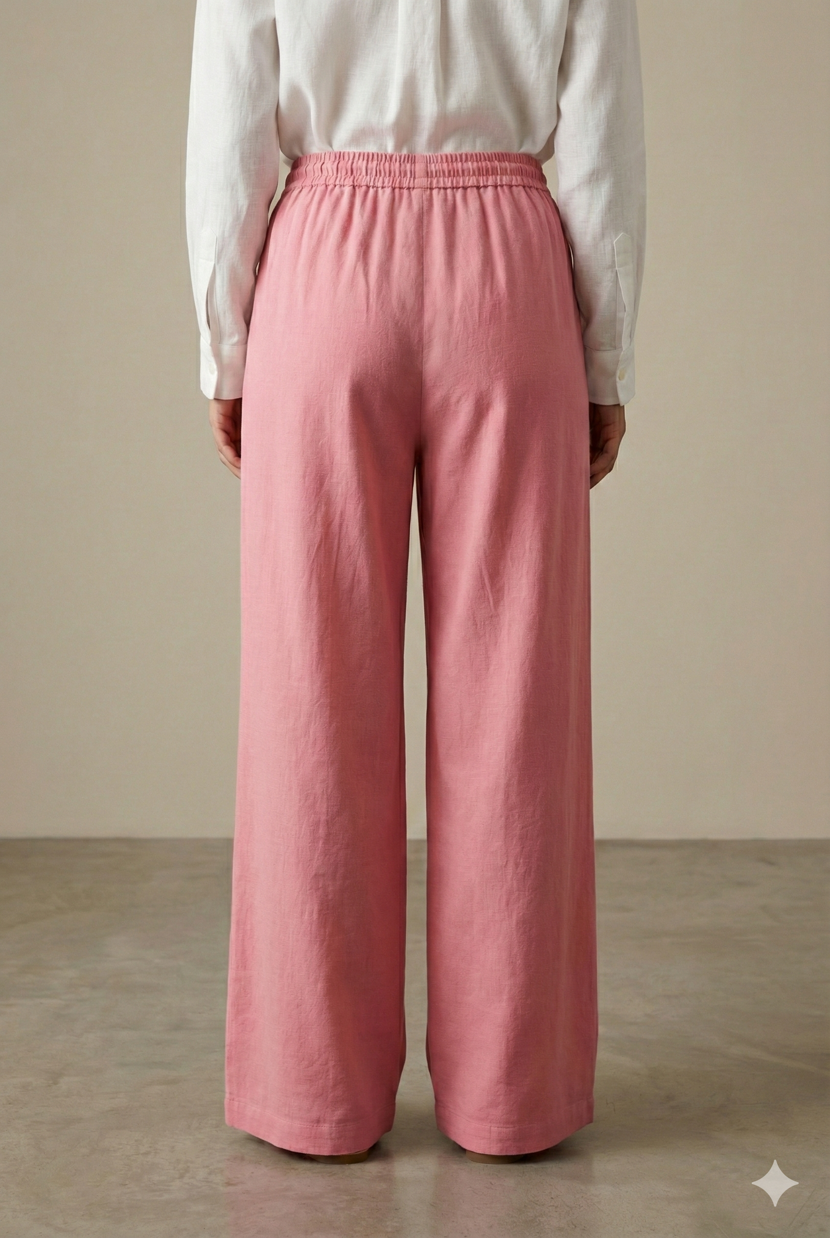 Peach Solid Cotton Palazzo - 26274