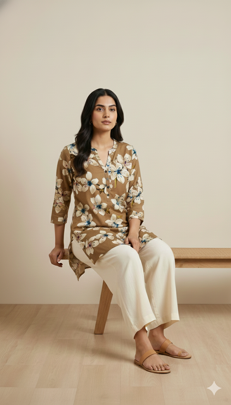 Women's Floral Printed Kurti - 26174