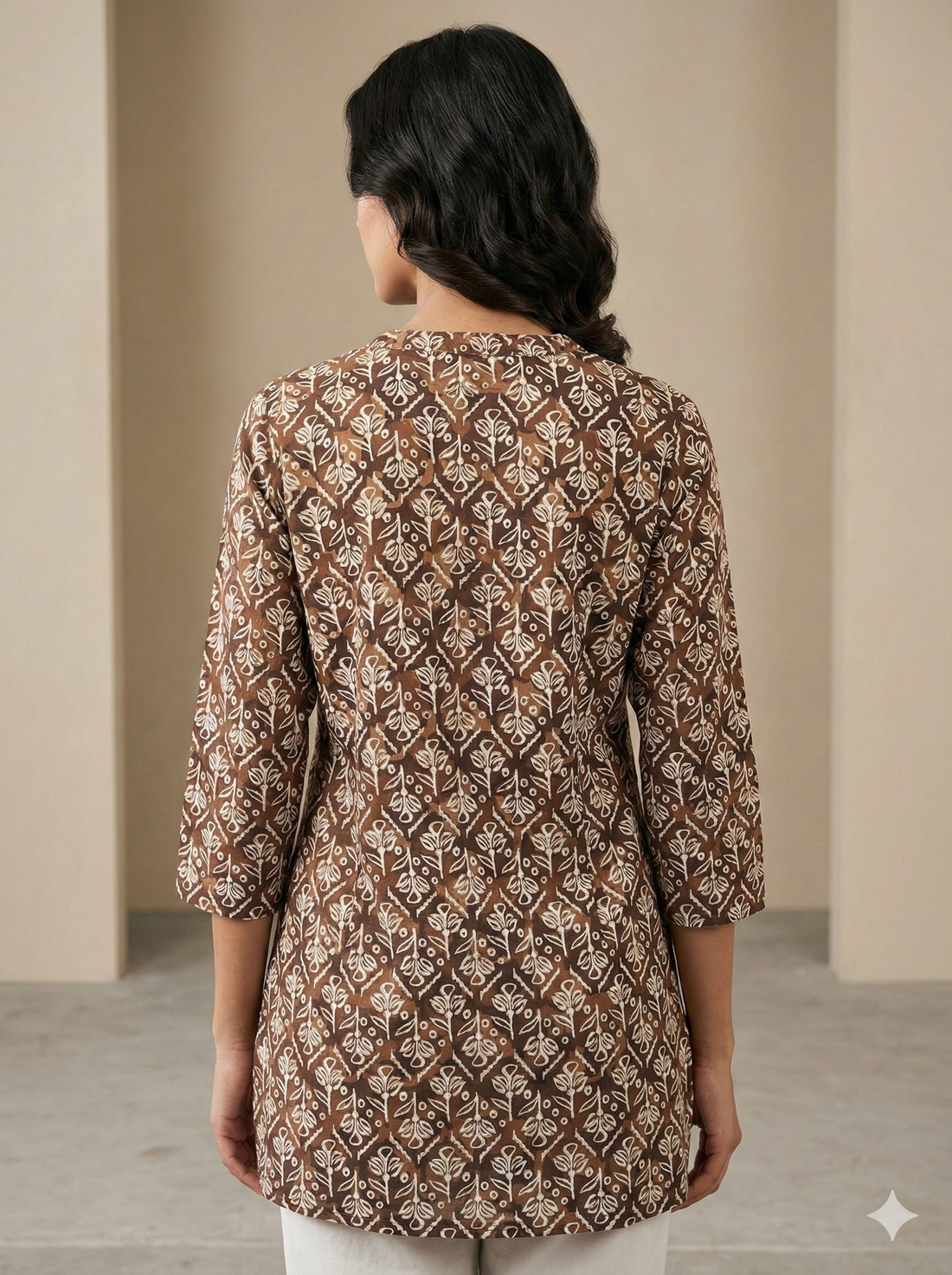 Brown Ethnic Print Women’s Kurti - 26054