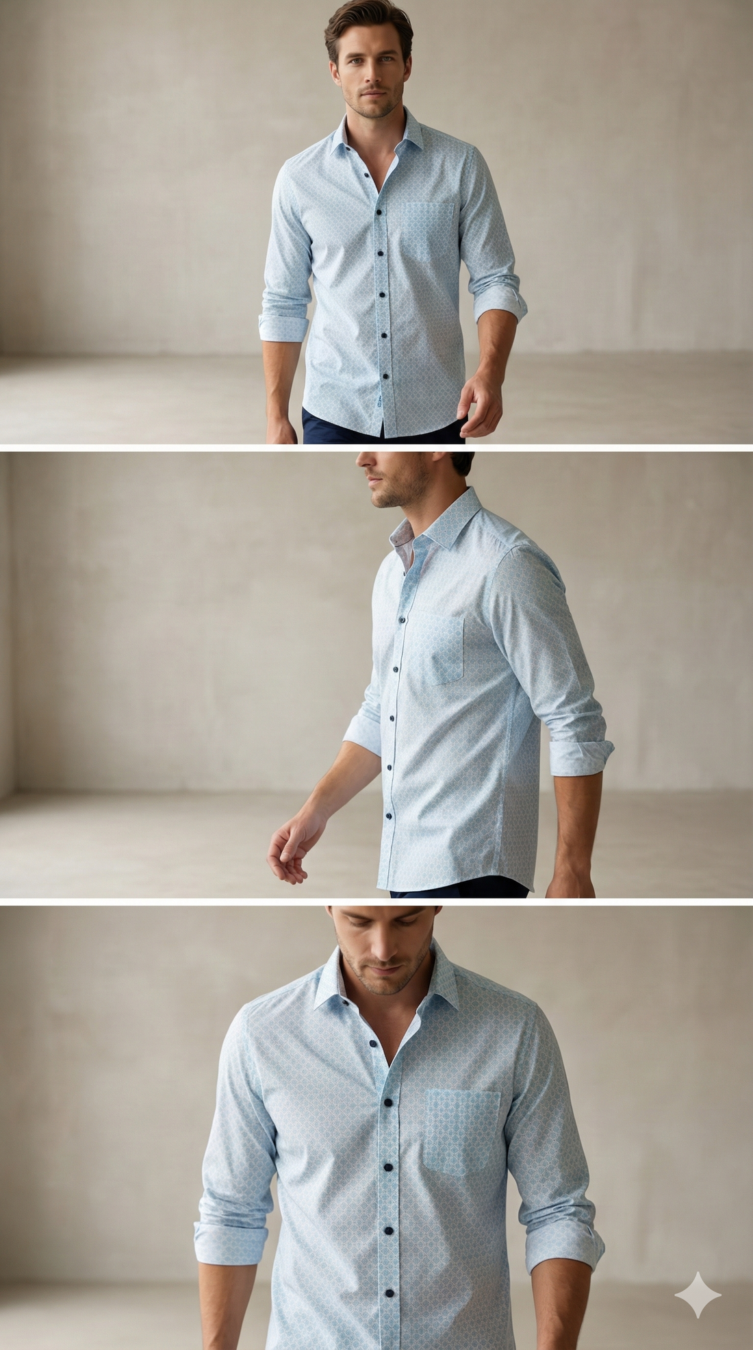 Men’s Premium Light Blue Geometric Print Formal Shirt - 25502