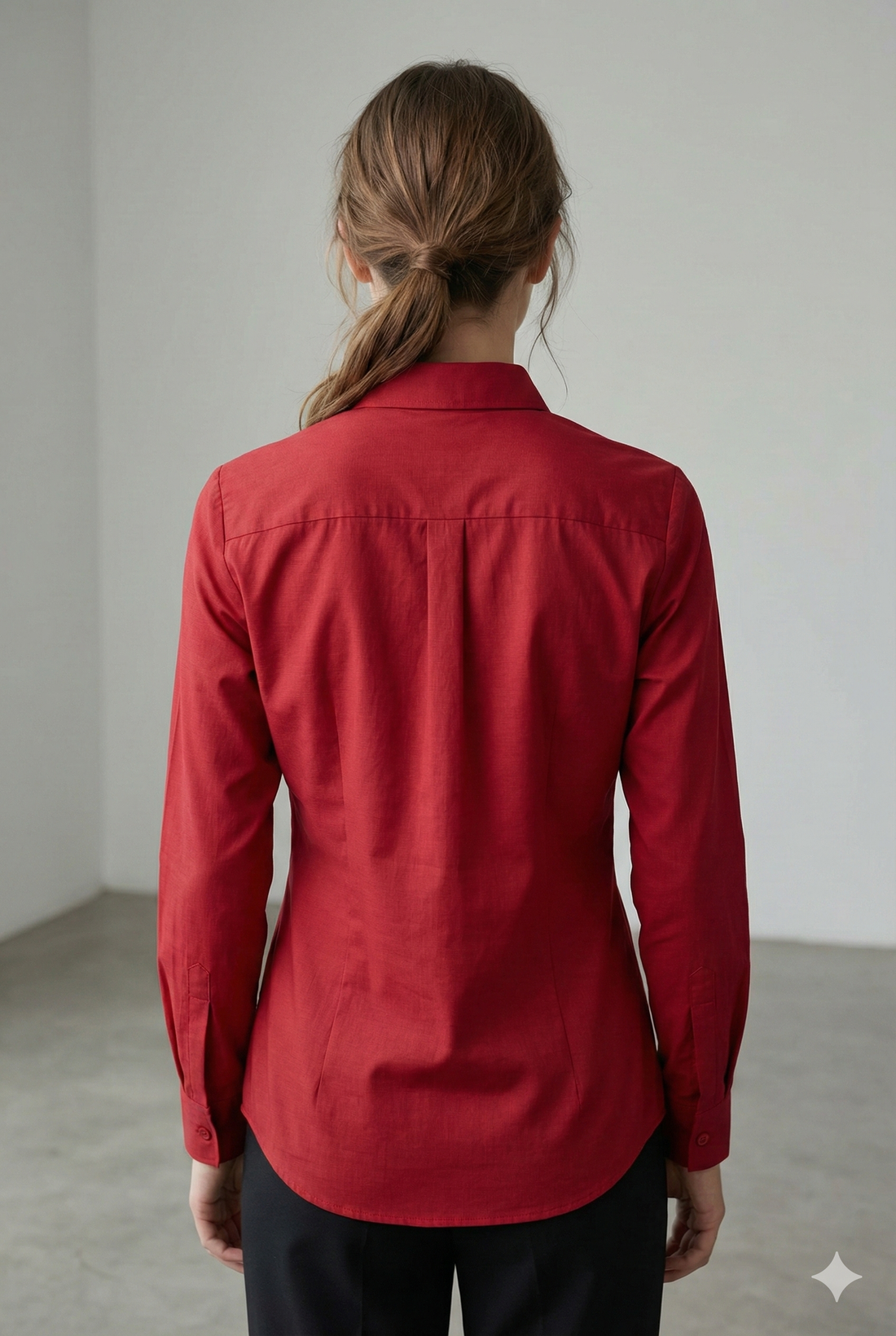 Women’s Solid Red Classic Collared Shirt | Elegant Casual Wear - 25515