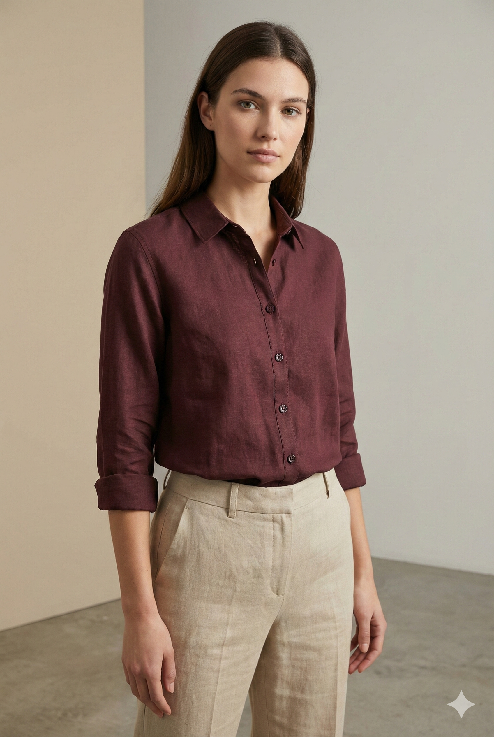 Women’s Solid Coffee Brown Classic Shirt | Elegant Everyday Wear - 25461