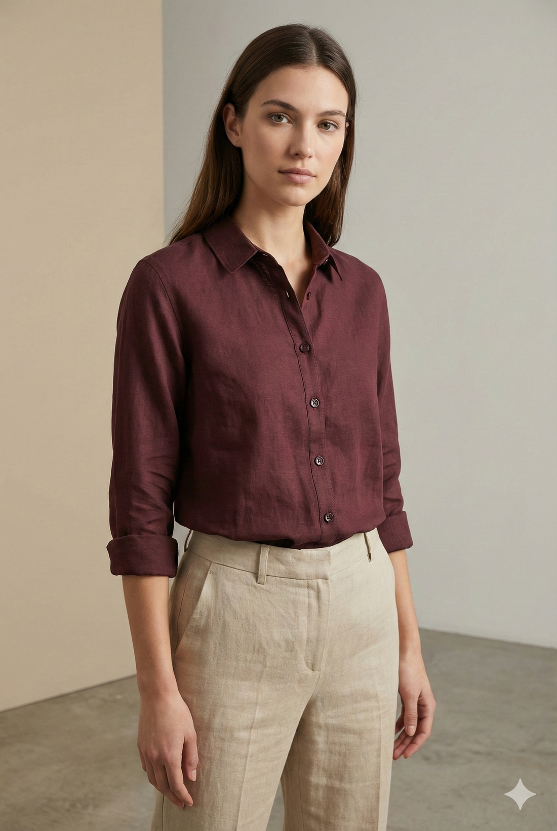 Women’s Solid Coffee Brown Classic Shirt | Elegant Everyday Wear - 25461
